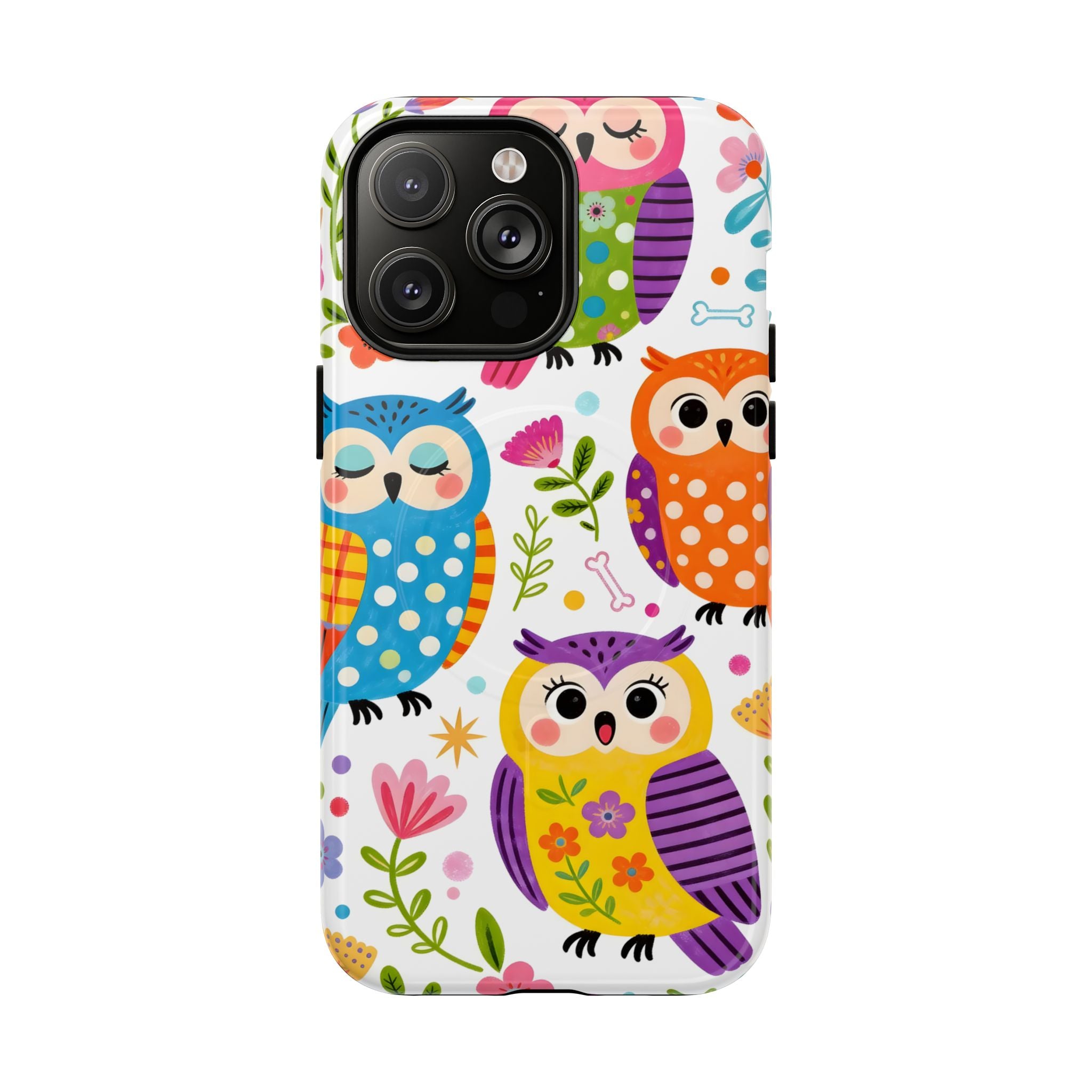 Cute Colorful Owls MagSafe iPhone Case | Cute Owl Pattern Tough Case