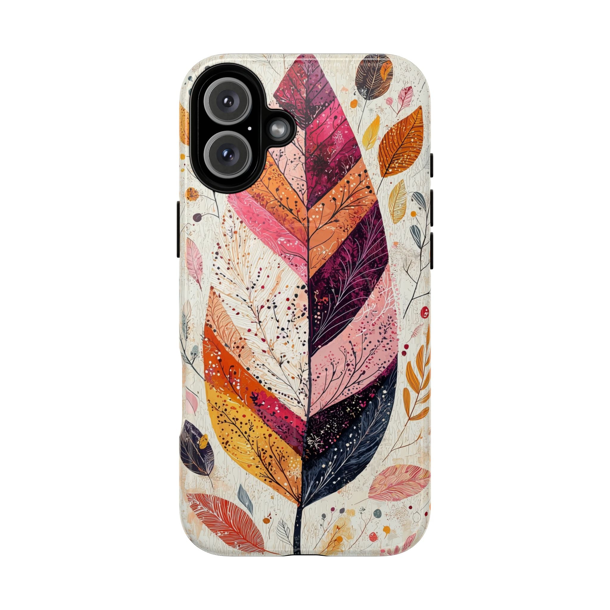 Custodia MagSafe resistente per iPhone Autumn Leaf | Design autunnale con piume ad acquerello