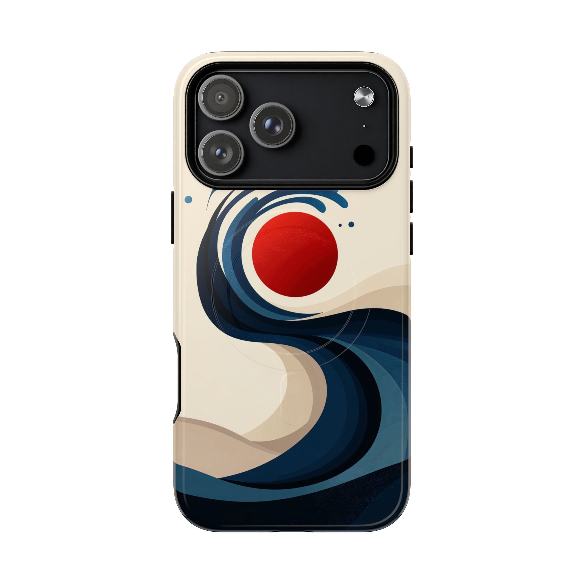 Abstract Wave MagSafe iPhone Case | Red Sun Ocean Art