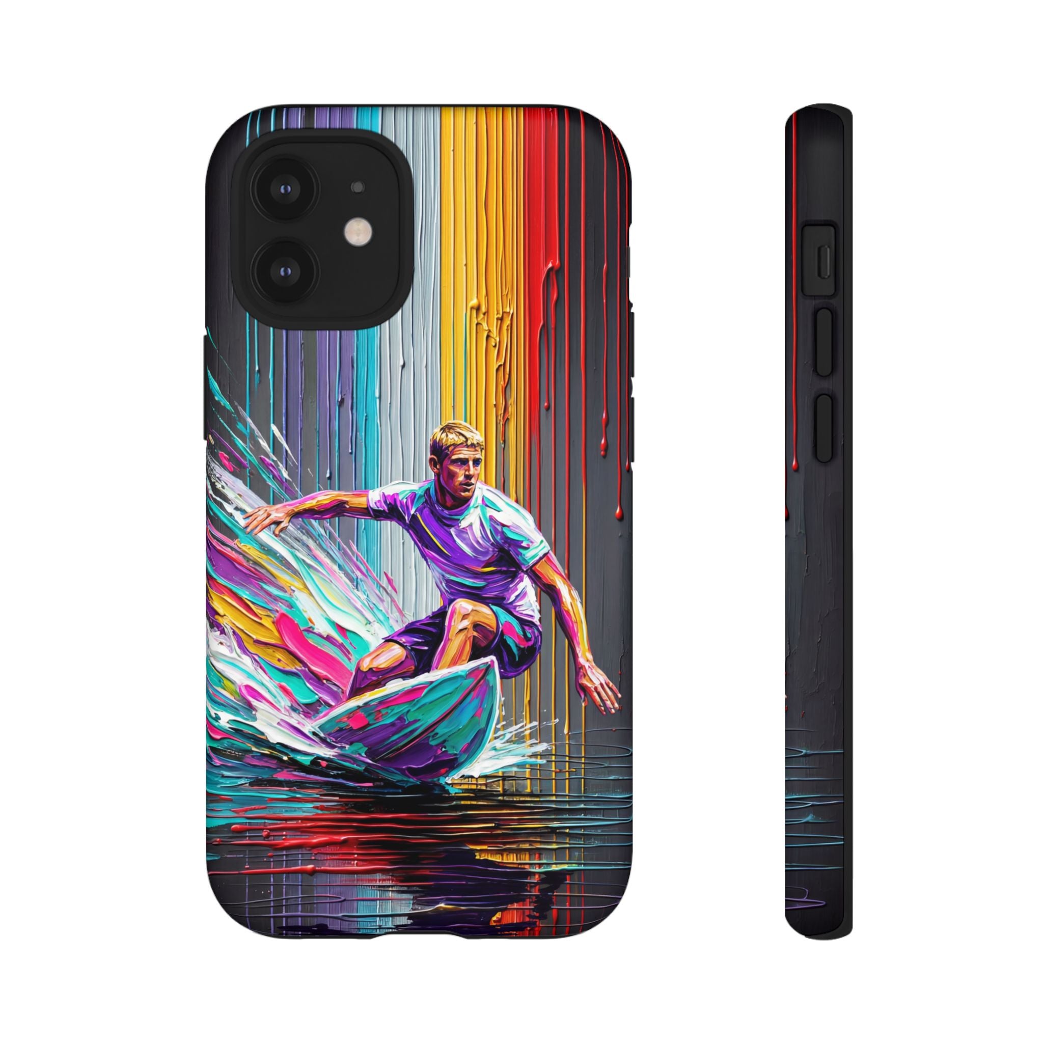 Surfing Art iPhone Case | Colourful Wave Surfer Protective Cover