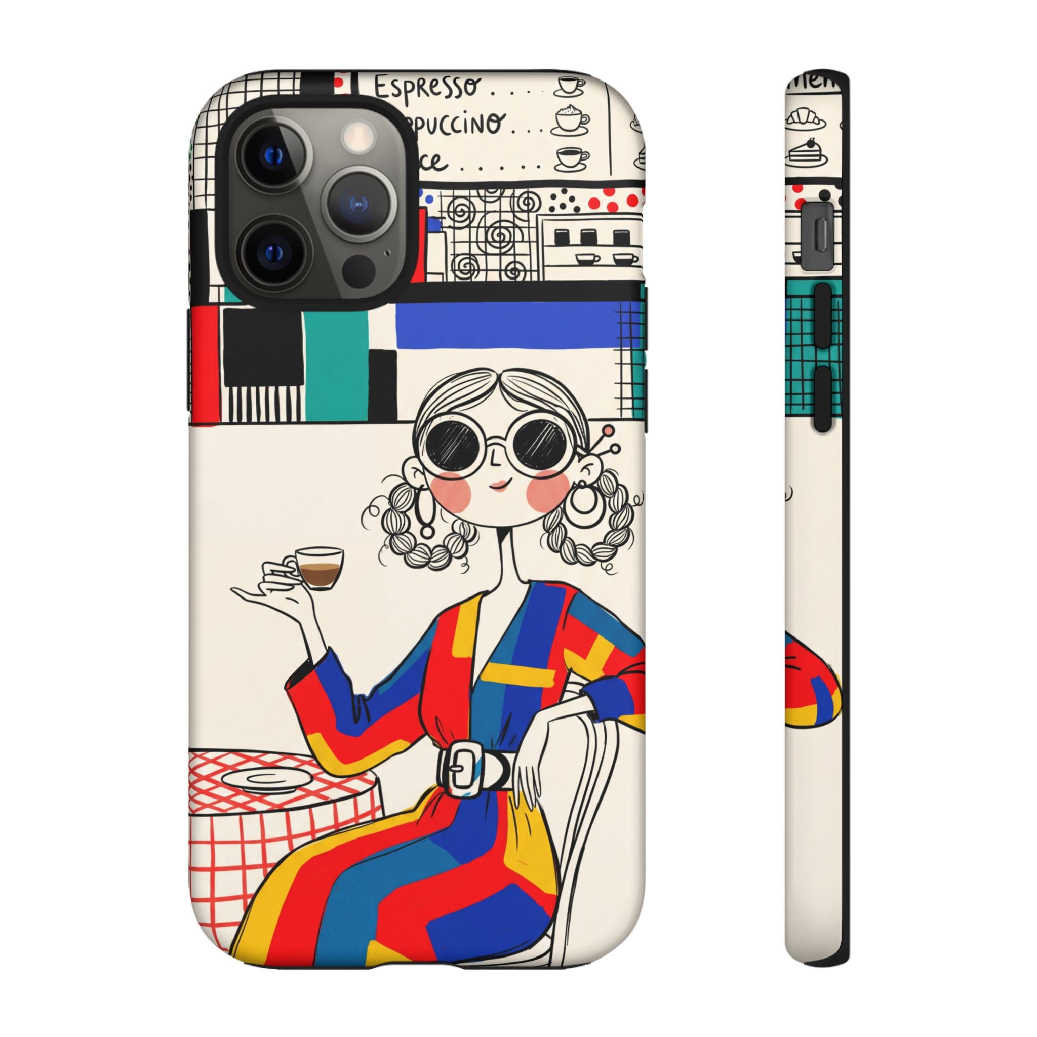 Retro Cafe iPhone Case | Colourful Chic Woman Illustration