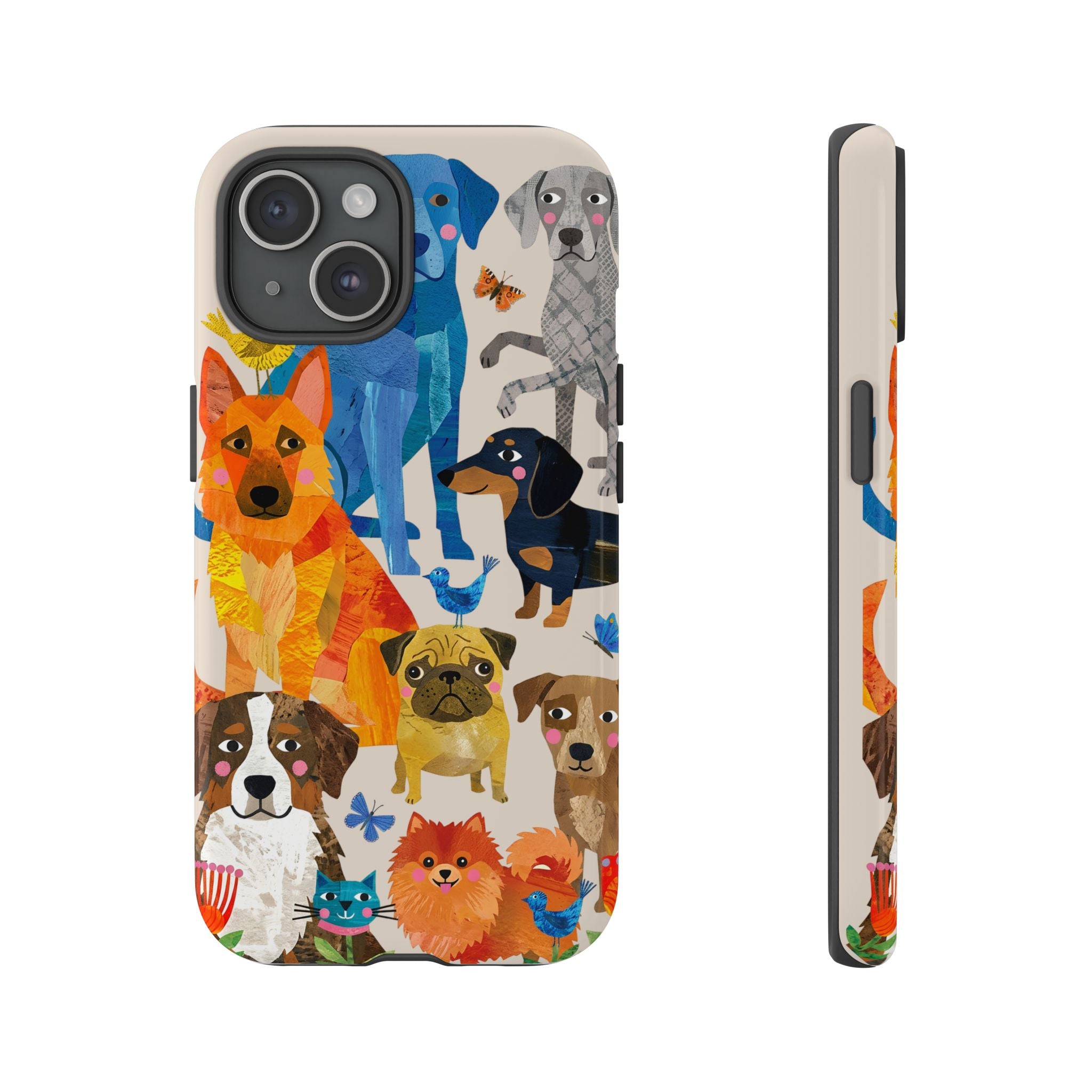 Colorful Dogs Pattern iPhone Case | Cute Watercolor Puppy Design Tough Case