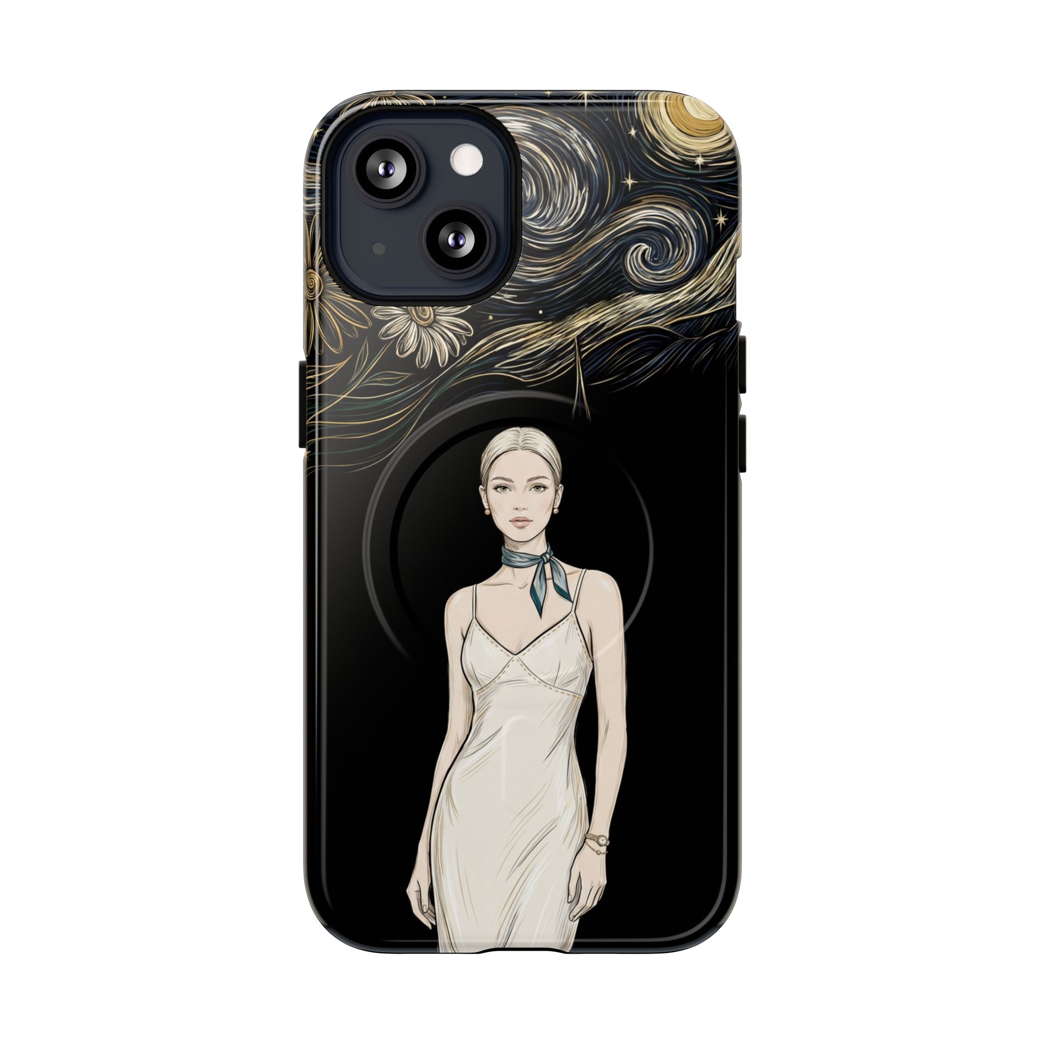 Starry Night Fashion MagSafe iPhone Case | Elegant Woman Illustration