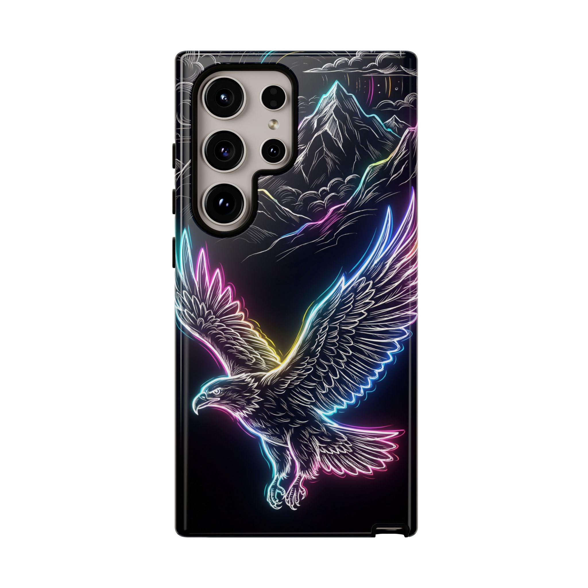Neon Eagle Samsung Galaxy Phone Case with Mountain Design