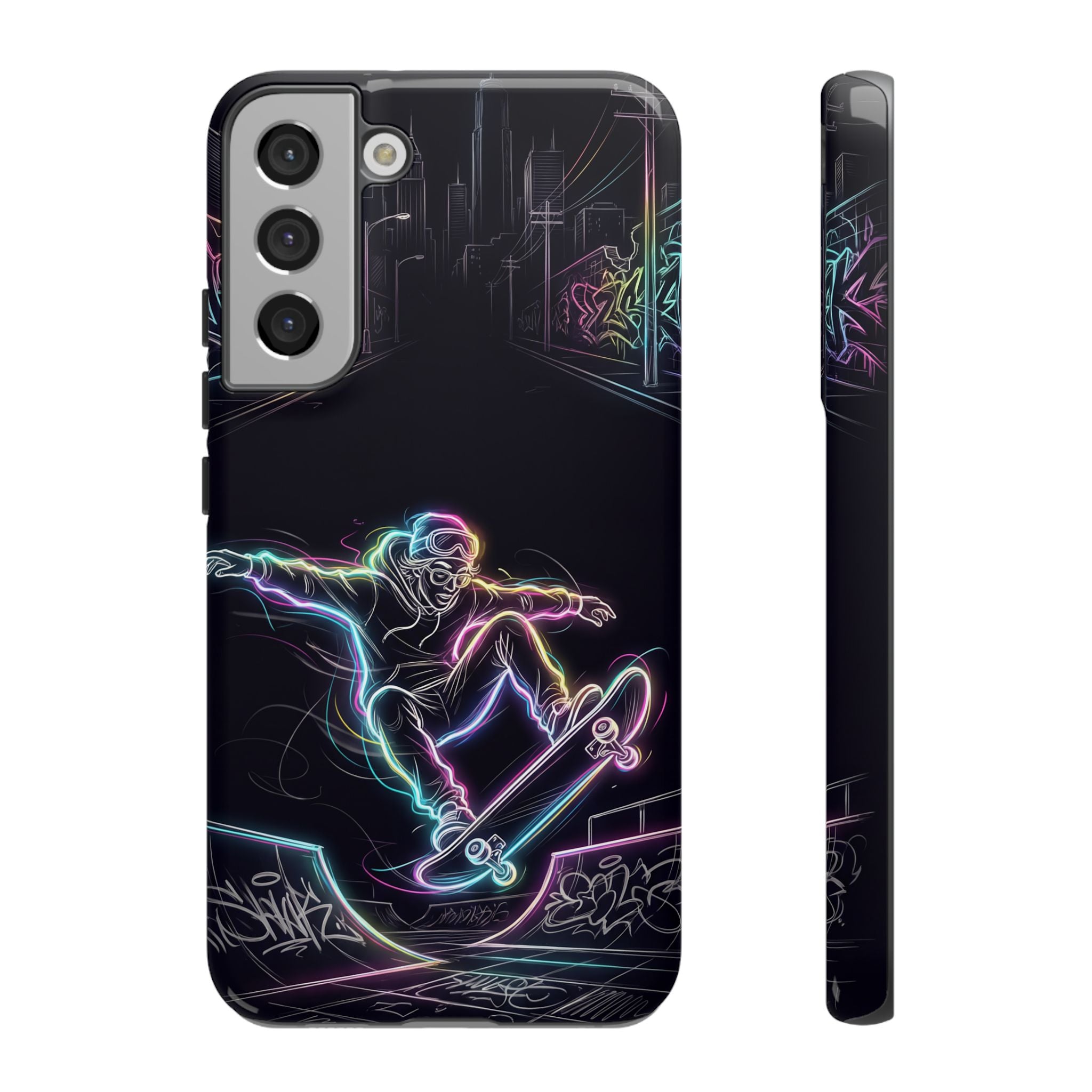 Neon Skateboard Samsung Galaxy Phone Case | Glow Skatepark Protective Cover