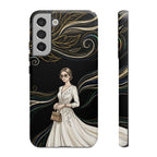 Elegant Woman Illustration Samsung Galaxy Phone Case | Vintage Bride in Flowing Gown