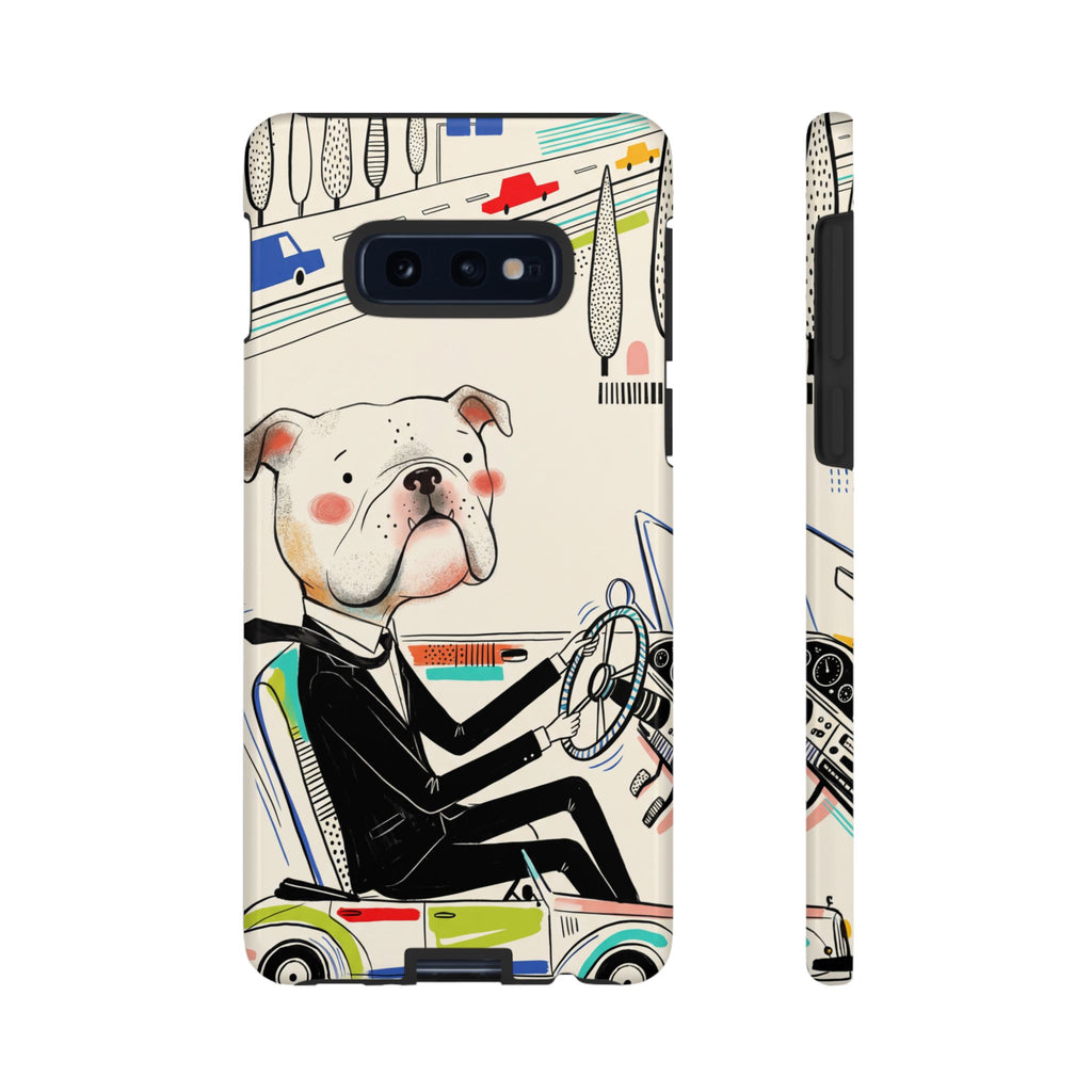 Bulldog Driver Samsung Galaxy Phone Case | Cute Retro Dog Illustration