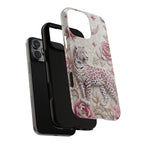 Floral Leopard Moon MagSafe iPhone Case | Pink Vintage Botanical Protective Cover