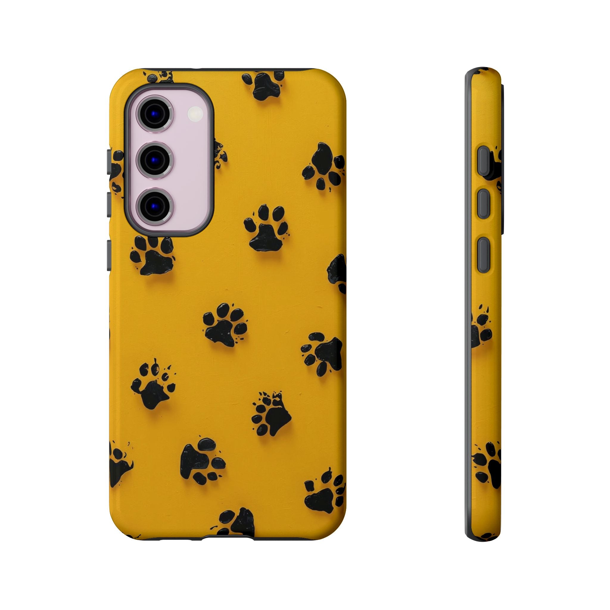 Yellow Paw Print Tough Samsung Galaxy Case — Protective Dog & Cat Lover Cover