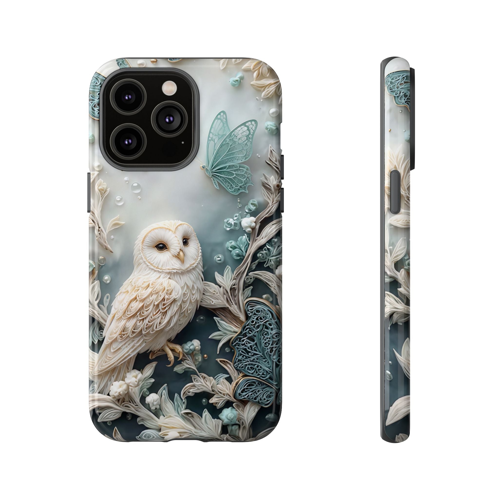 Barn Owl & Butterflies Tough iPhone Case