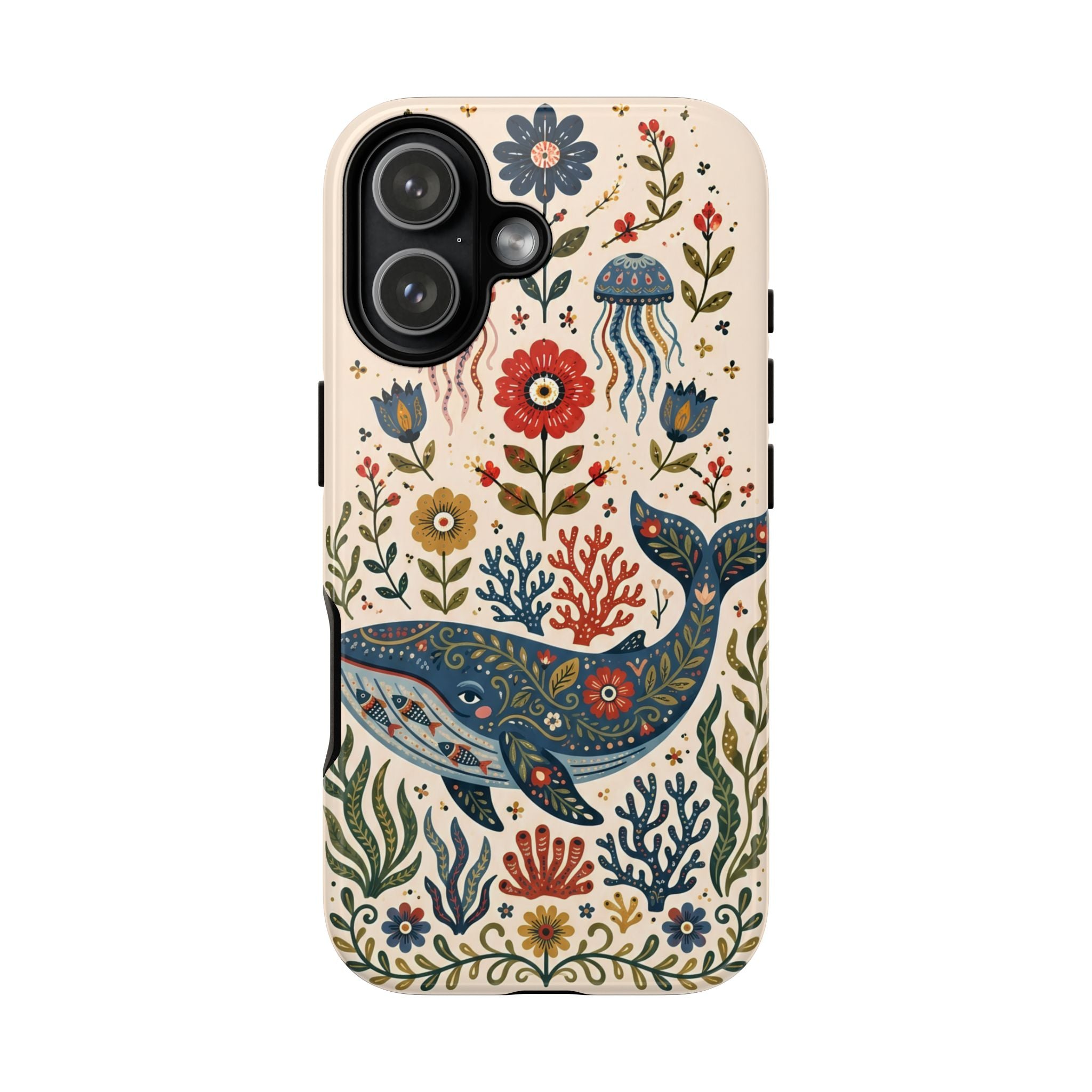 Floral Whale iPhone Case | Boho Marine Pattern Tough Case