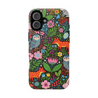 Floral Woodland MagSafe iPhone Case | Colourful Fox & Owl Protective Cover