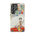 Stylish Riviera Samsung Galaxy Phone Case | Chic Retro Woman in Convertible Design