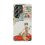 Stylish Riviera Samsung Galaxy Phone Case | Chic Retro Woman in Convertible Design