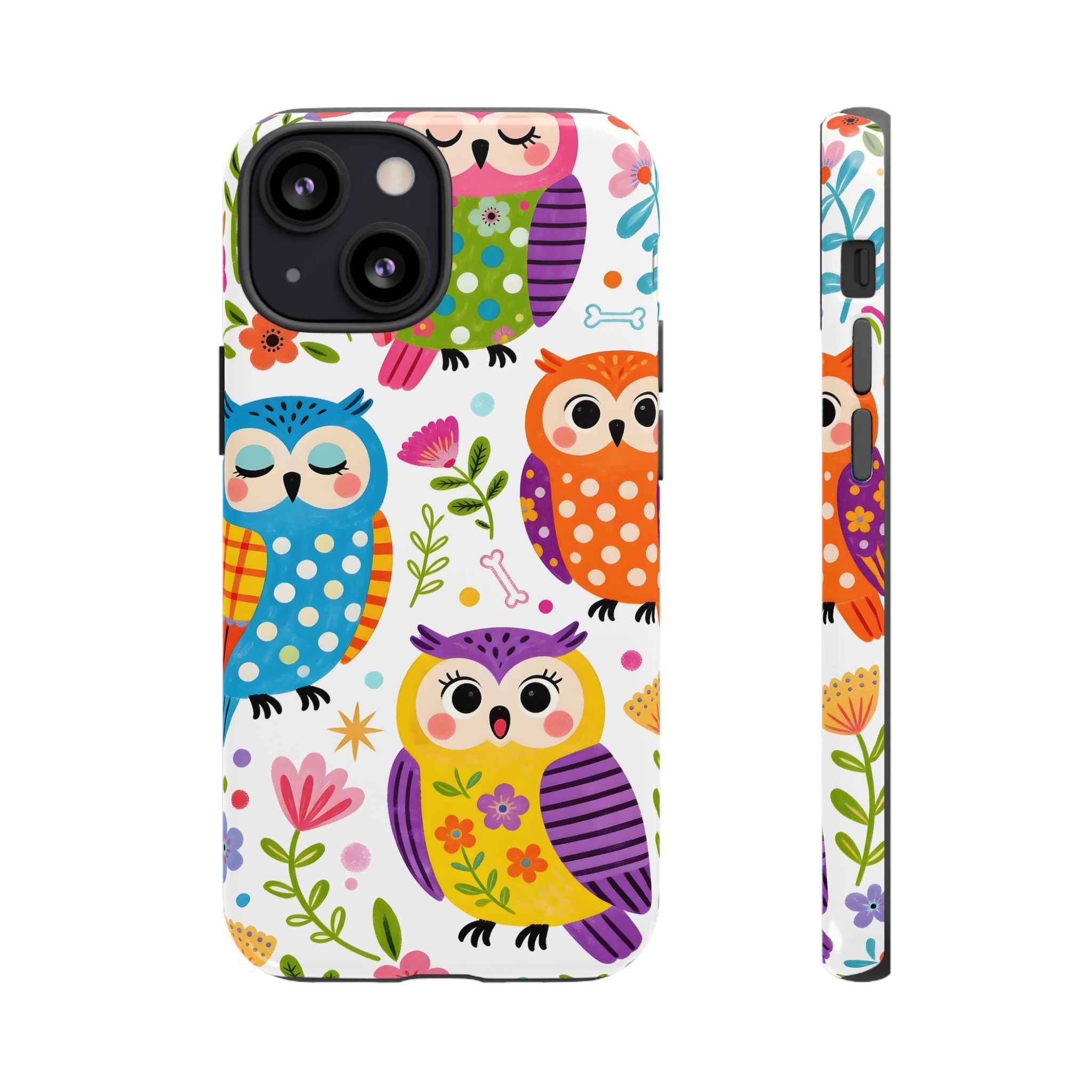Cute Colorful Owls iPhone Case | Cute Owl Pattern Tough Case