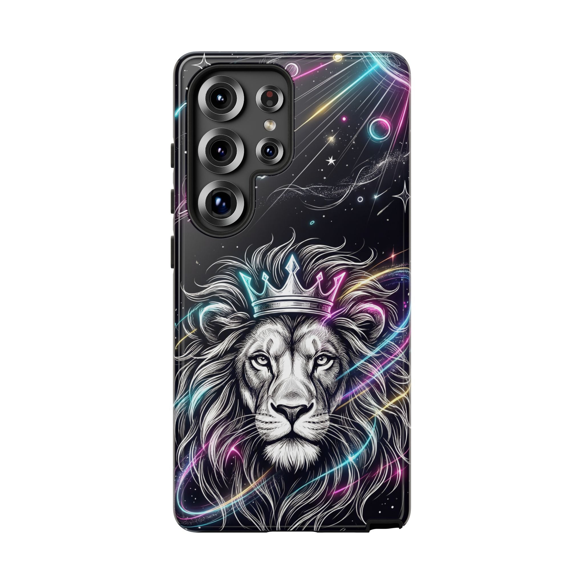 Galaxy Lion Samsung Galaxy Phone Case | Neon Crowned Lion Protective Case