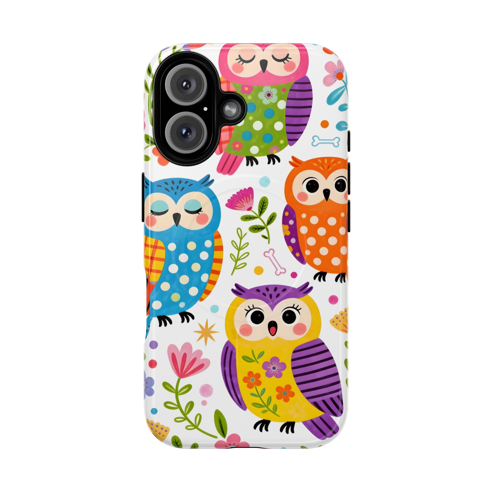 Cute Colorful Owls MagSafe iPhone Case | Cute Owl Pattern Tough Case