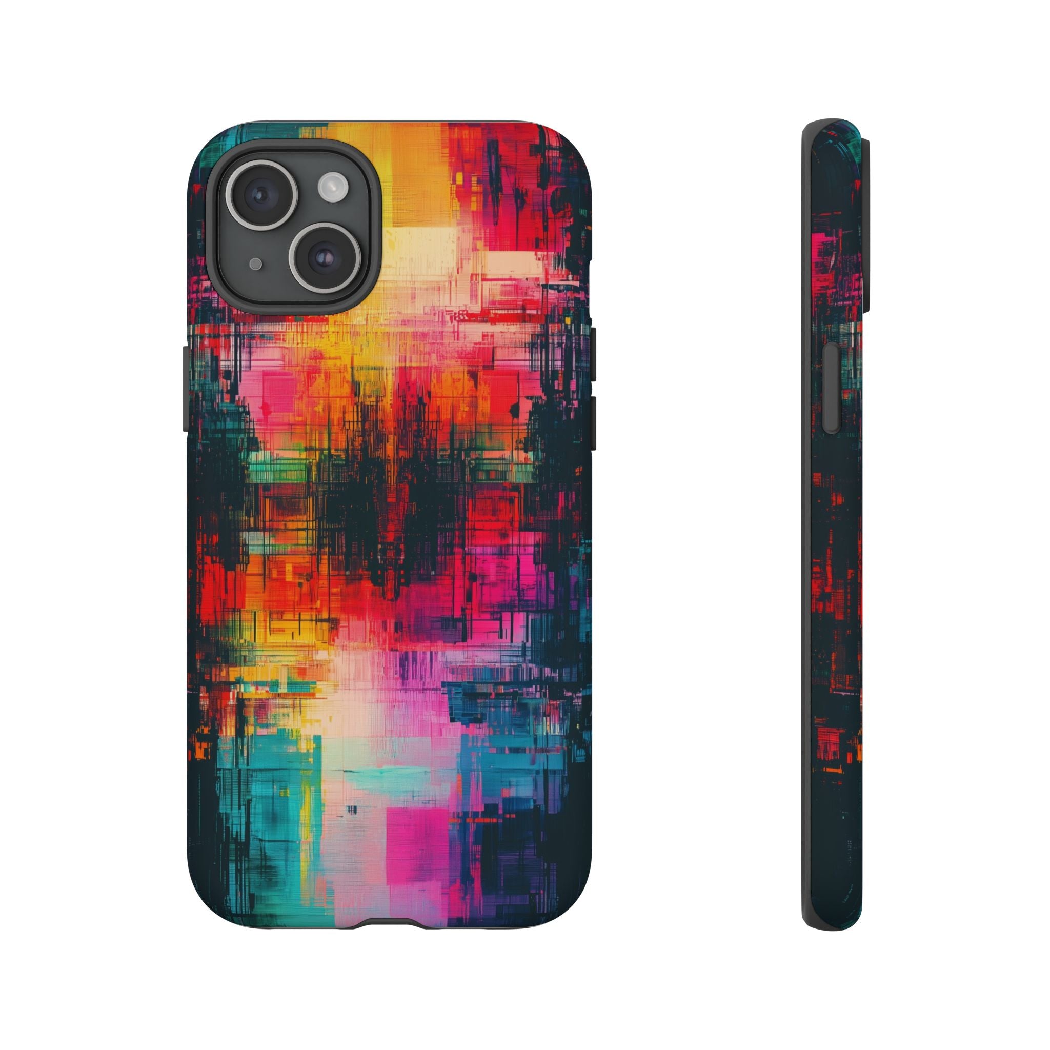 Abstract Neon Glitch Art Tough iPhone Case