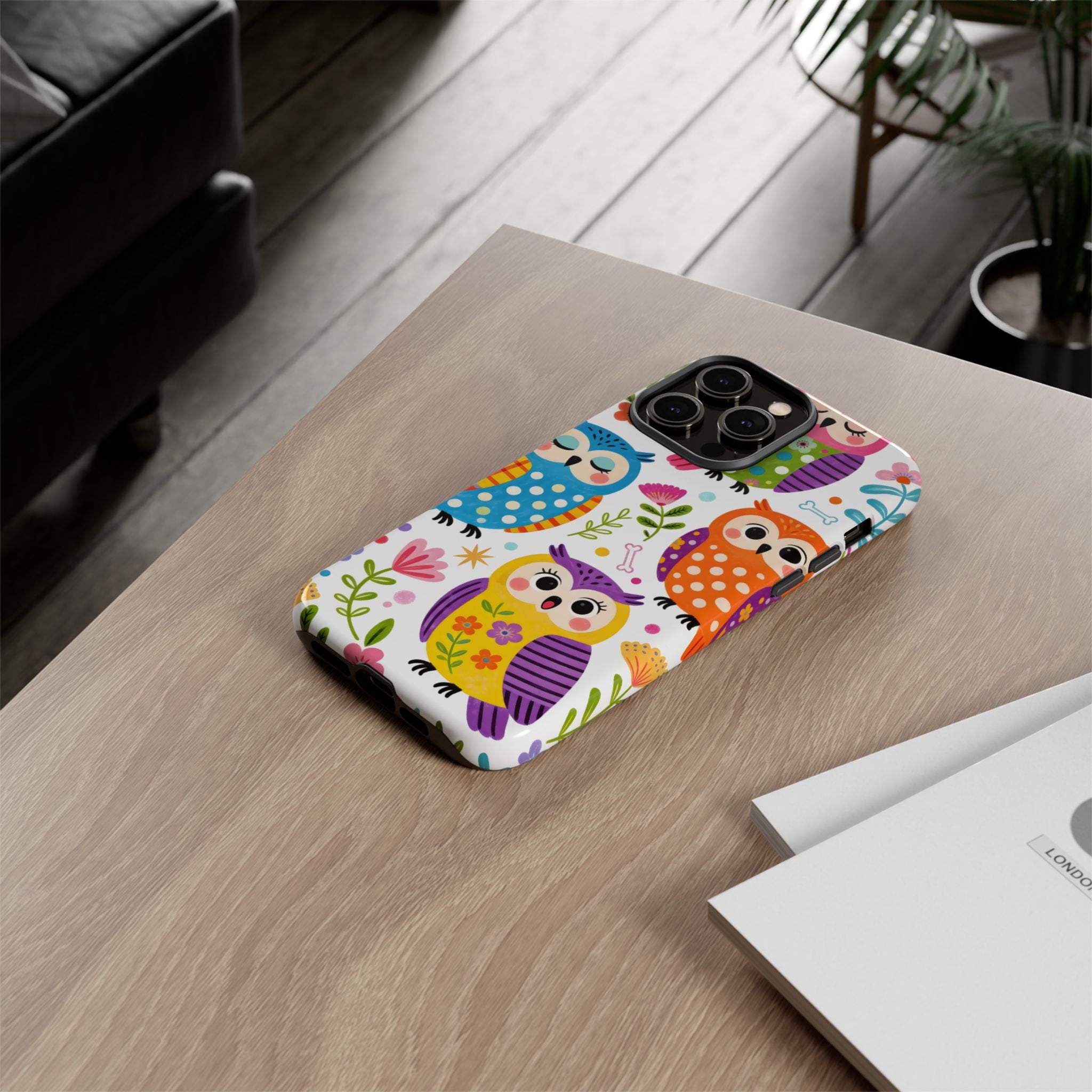Cute Colorful Owls iPhone Case | Cute Owl Pattern Tough Case