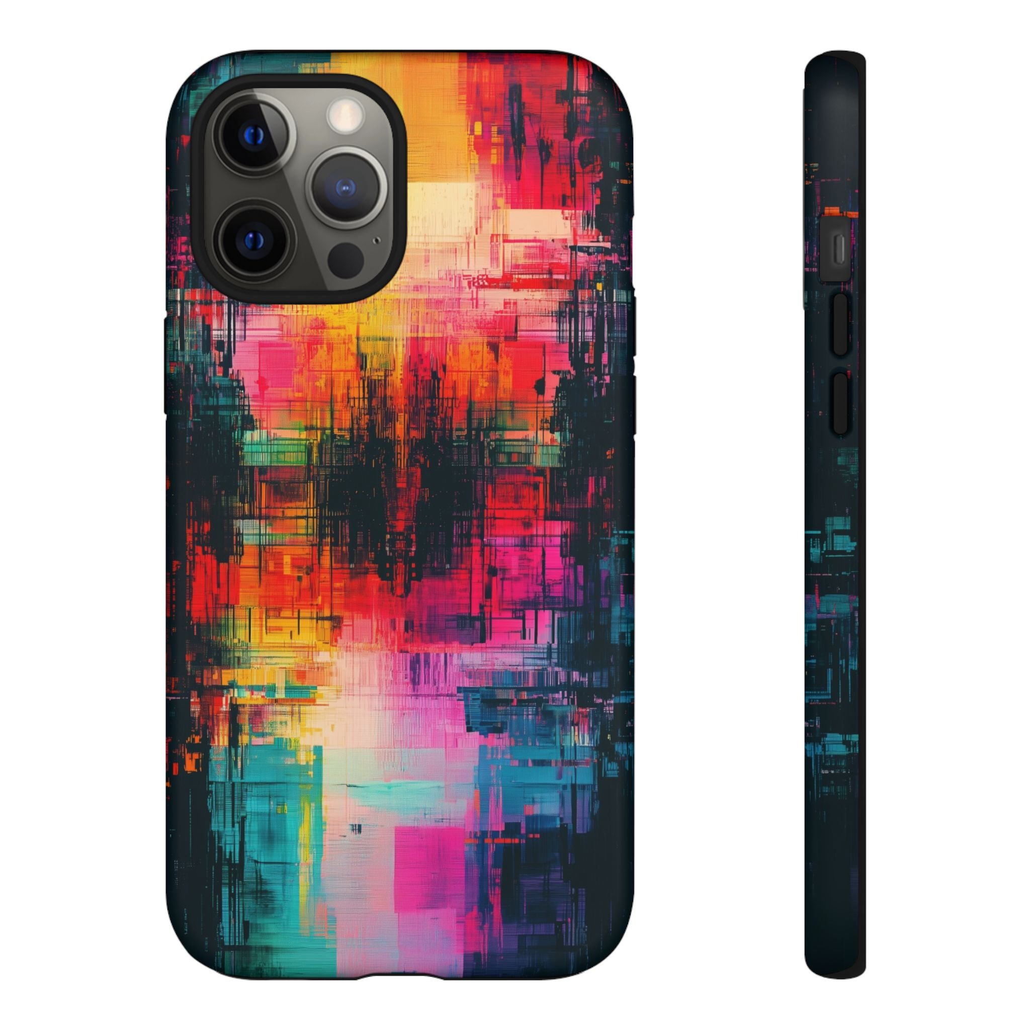 Abstract Neon Glitch Art Tough iPhone Case