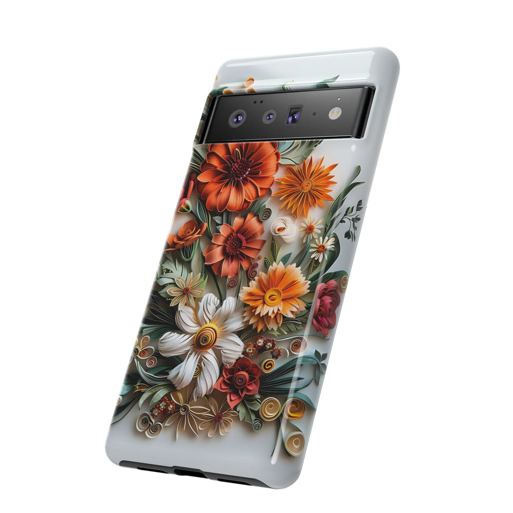 Floral Quilling Tough Google Pixel Case — Orange Daisy