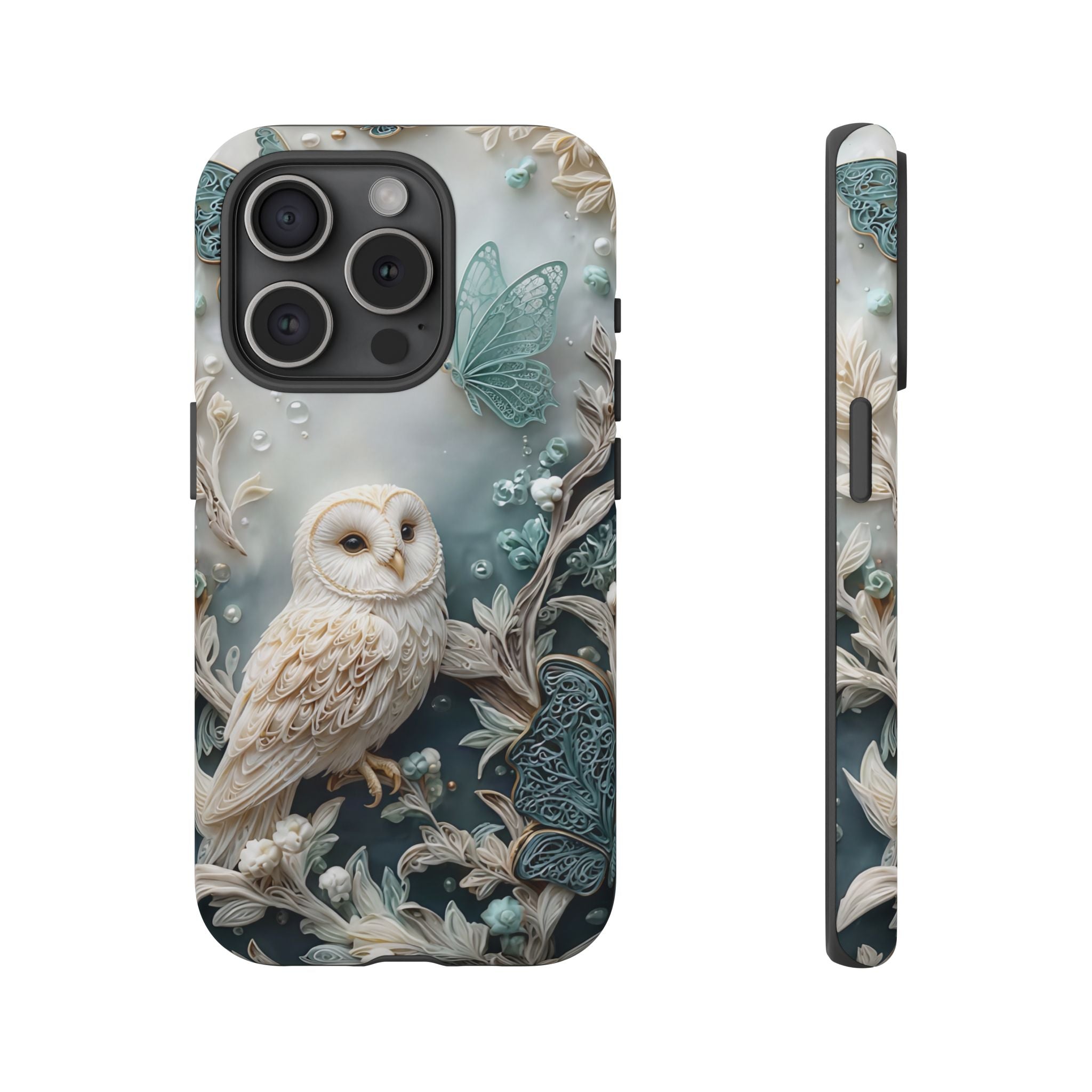 Barn Owl & Butterflies Tough iPhone Case