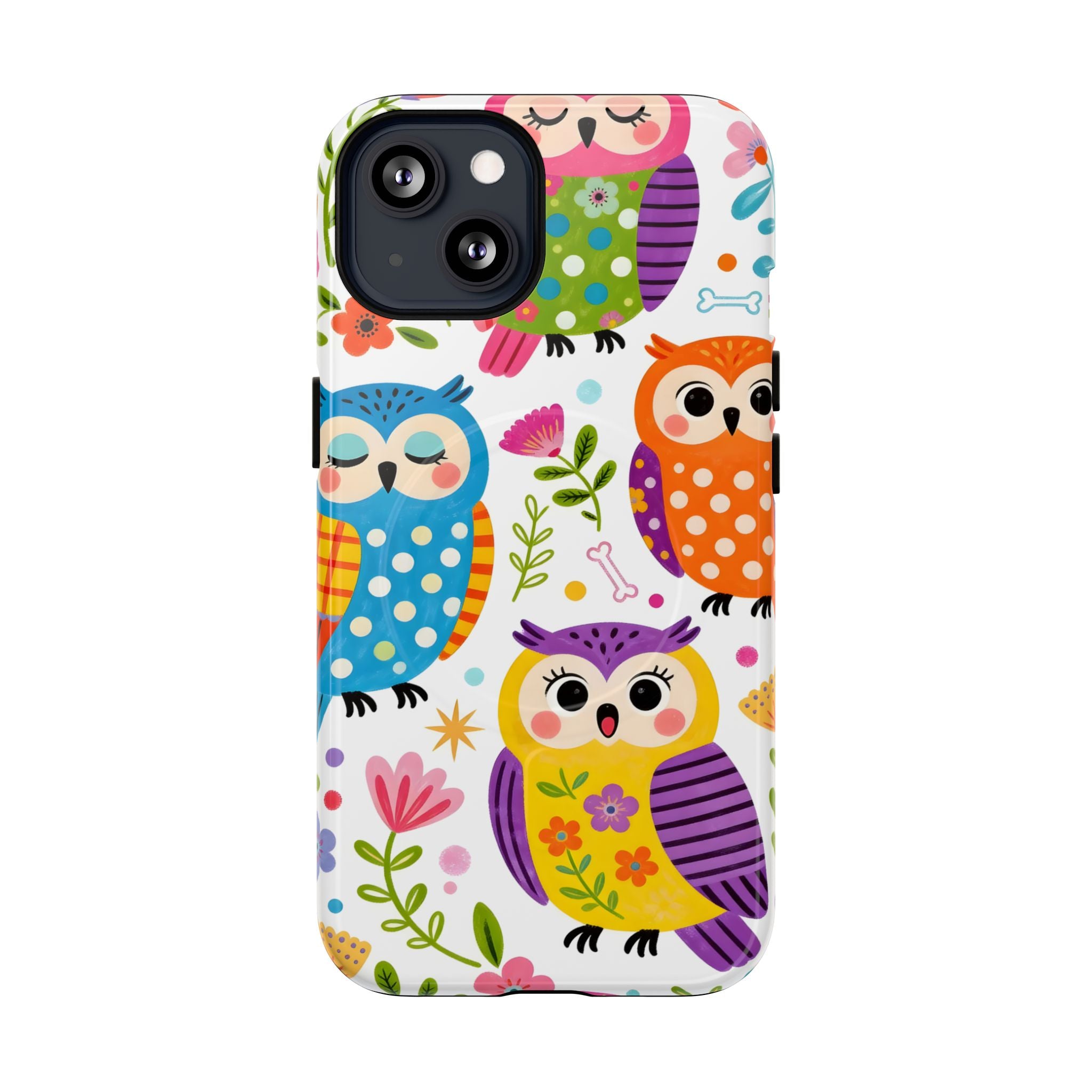 Cute Colorful Owls MagSafe iPhone Case | Cute Owl Pattern Tough Case