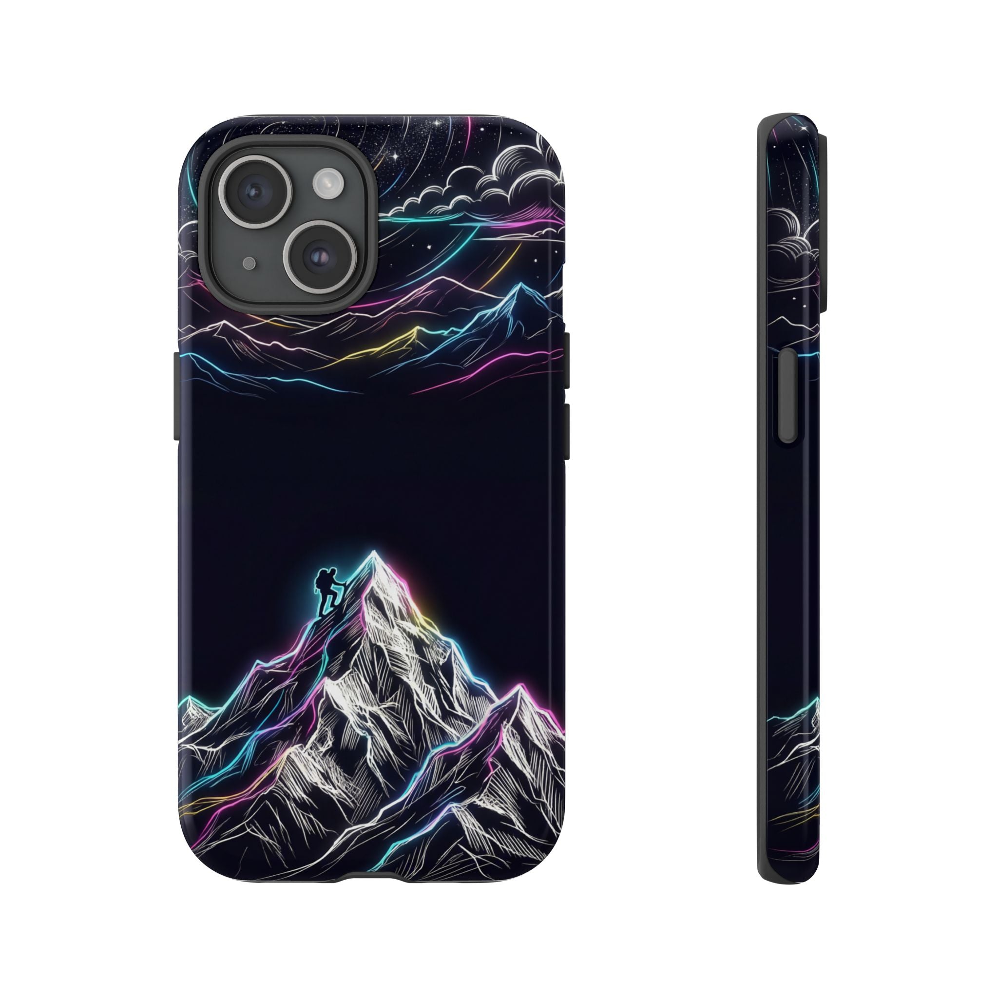 Mount Everest Neon iPhone Case | Dark Cosmic Climber Protective Cover