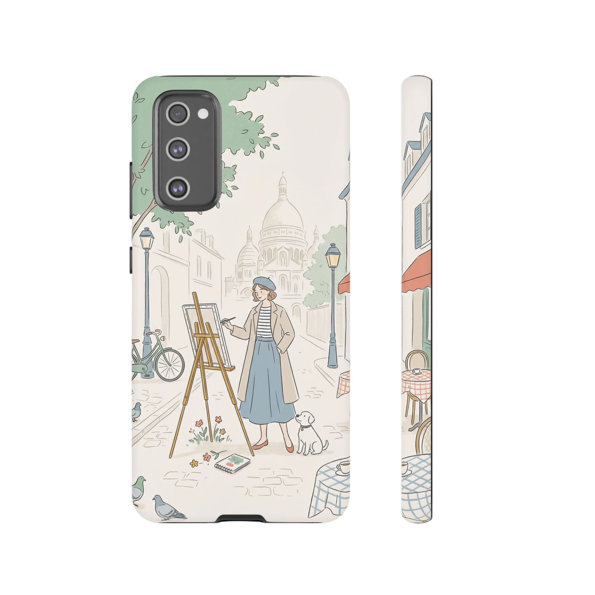 Artist in Paris Samsung Galaxy Phone Case | Vintage Painter Street Scene Protective Cover