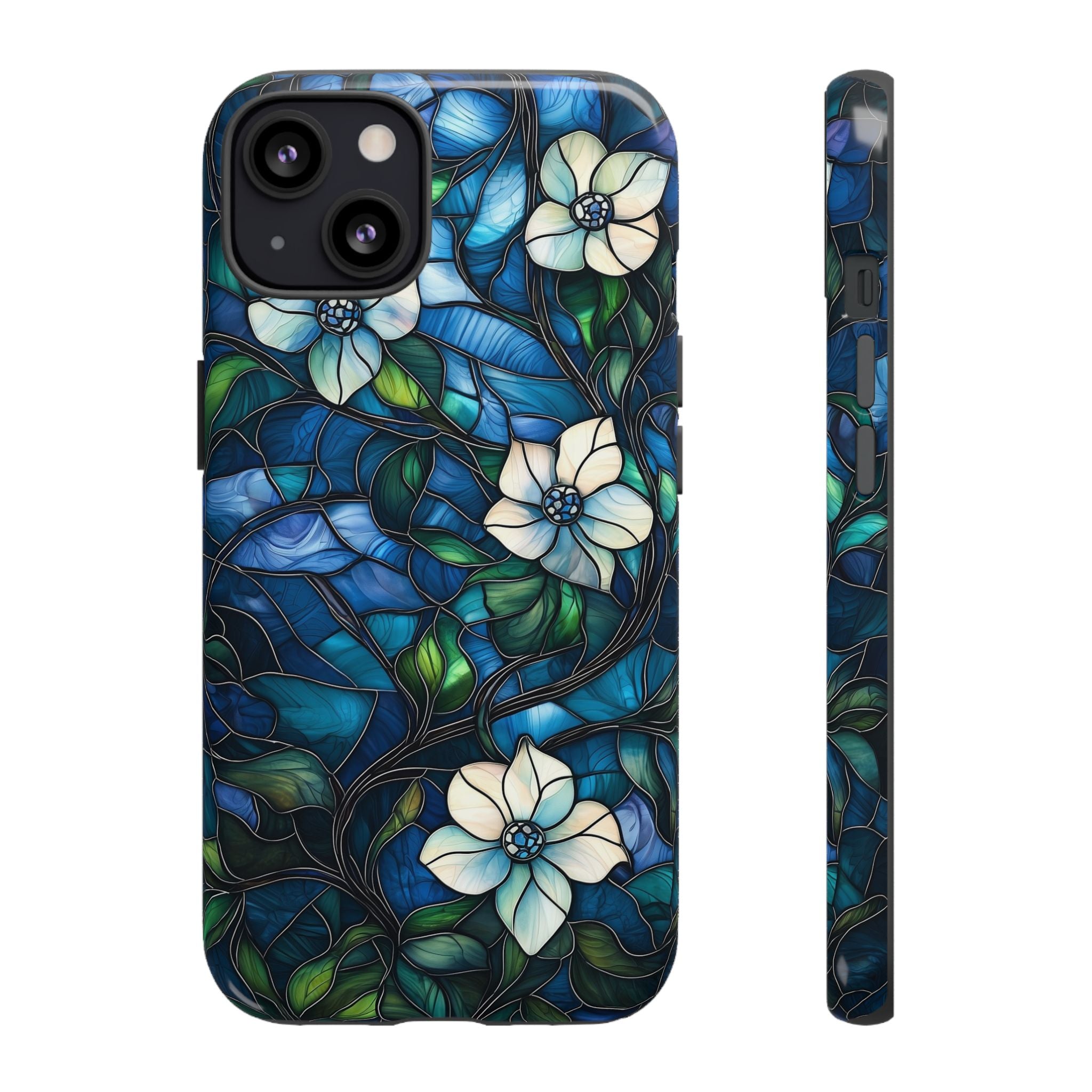 Floral Stained Glass iPhone Case – Blue Garden