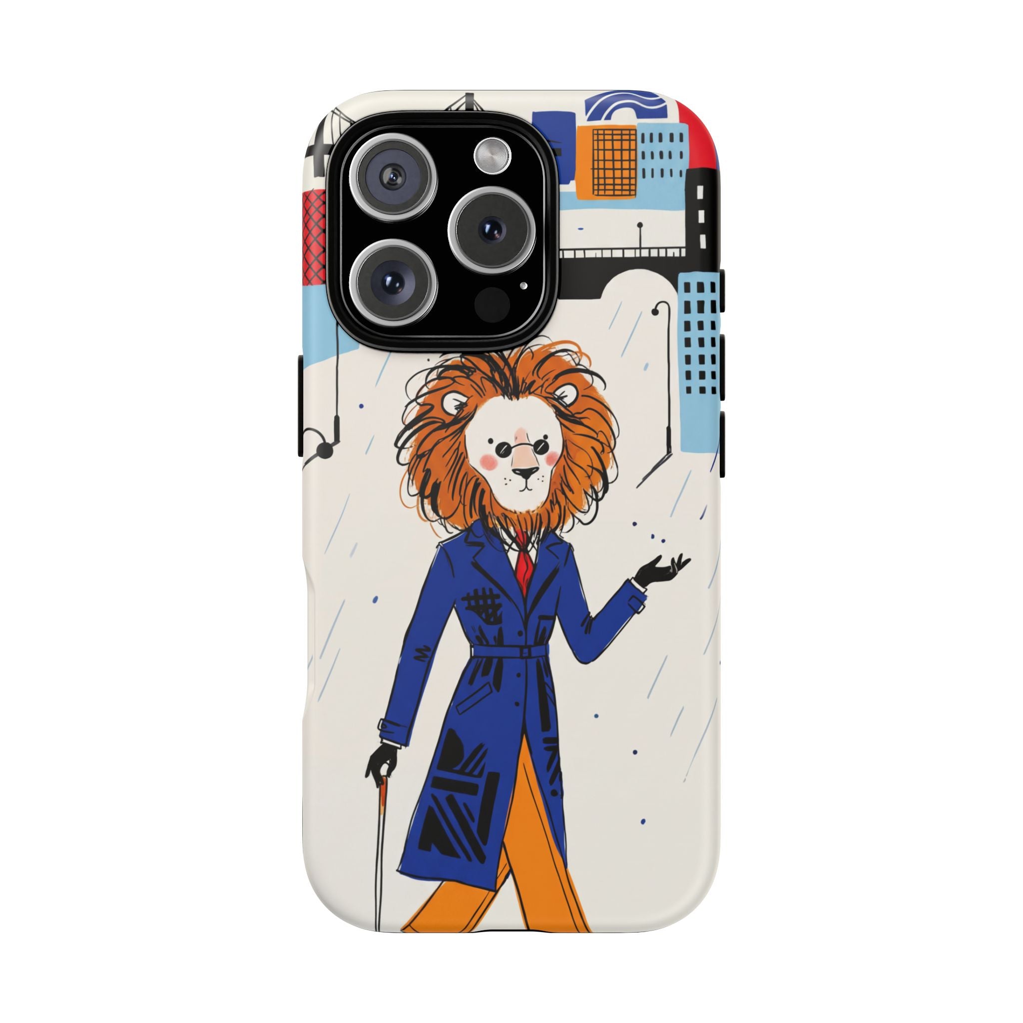 Lion Gentleman iPhone Case | Dapper Lion in City Rain