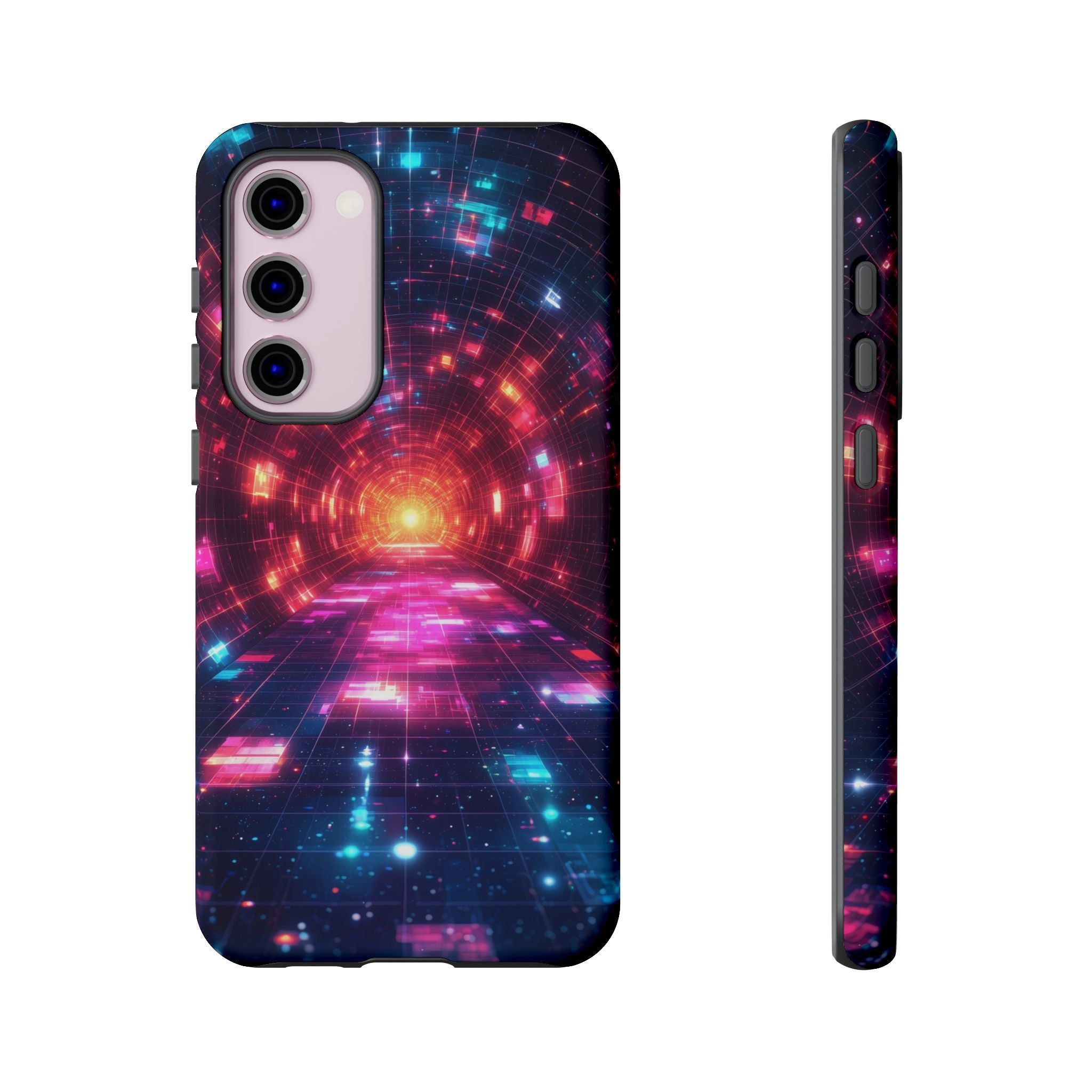 Neon Tunnel Tough Samsung Galaxy Case — Retro Futuristic Galaxy Design