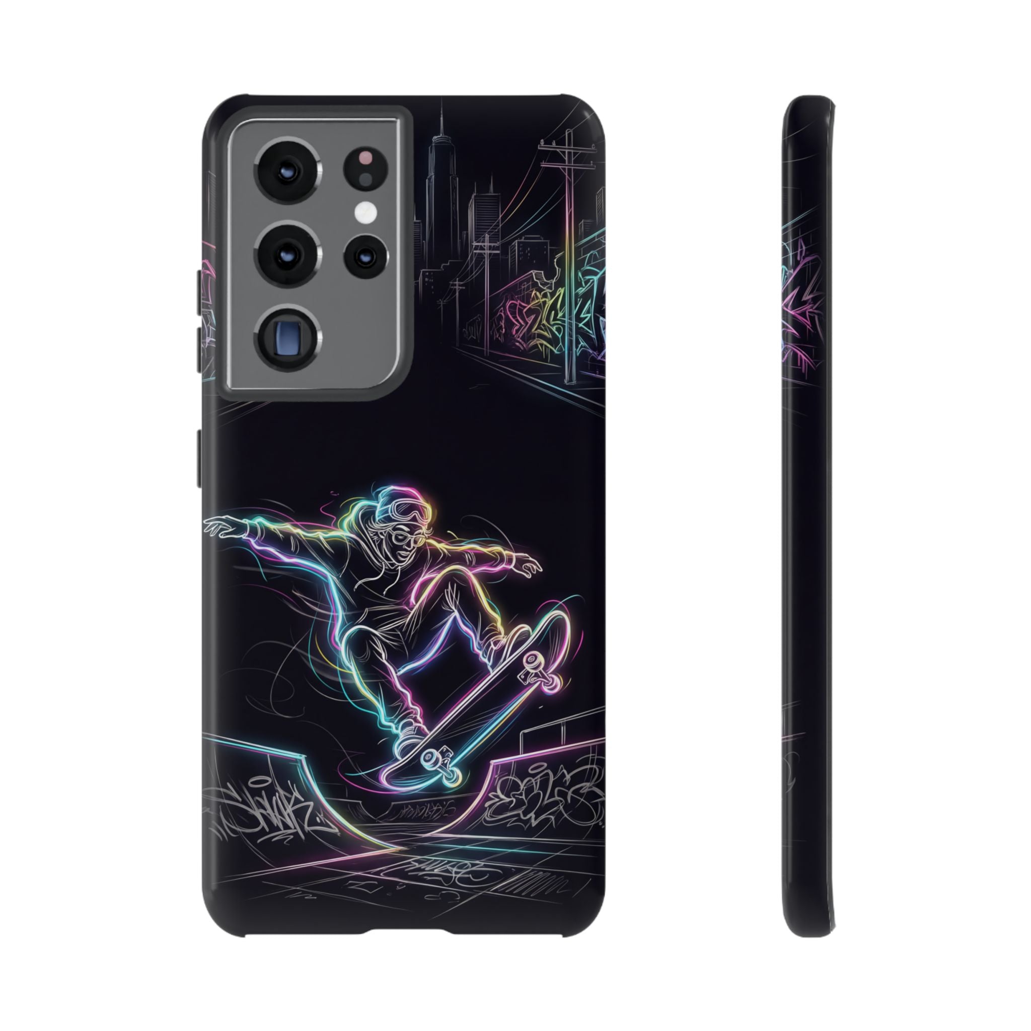 Neon Skateboard Samsung Galaxy Phone Case | Glow Skatepark Protective Cover