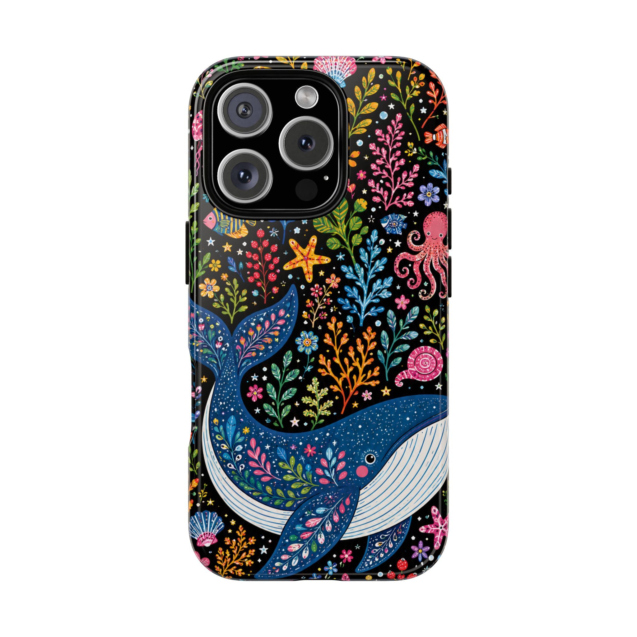 Whimsical Whale Tough iPhone Case | Colorful Ocean Floral iPhone Cover