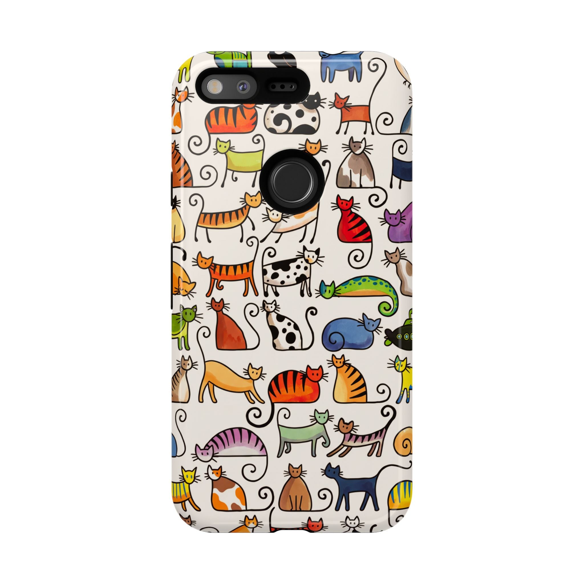 Cat Pattern Tough Google Pixel Case | Colourful Cartoon Cats
