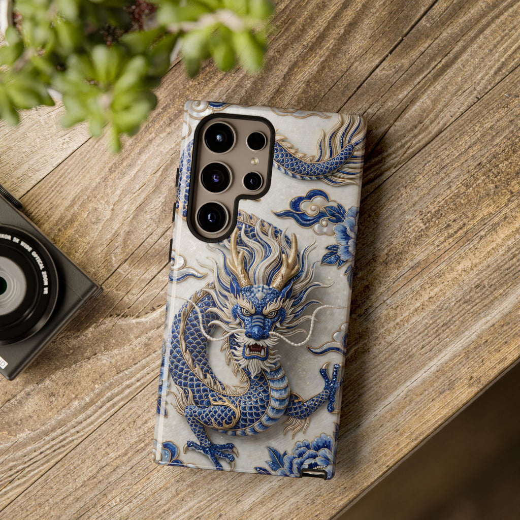 Asian Zodiac Dragon Samsung Galaxy Phone Case | Blue & White Porcelain Luxury Protective Case | Year of the Dragon Gift