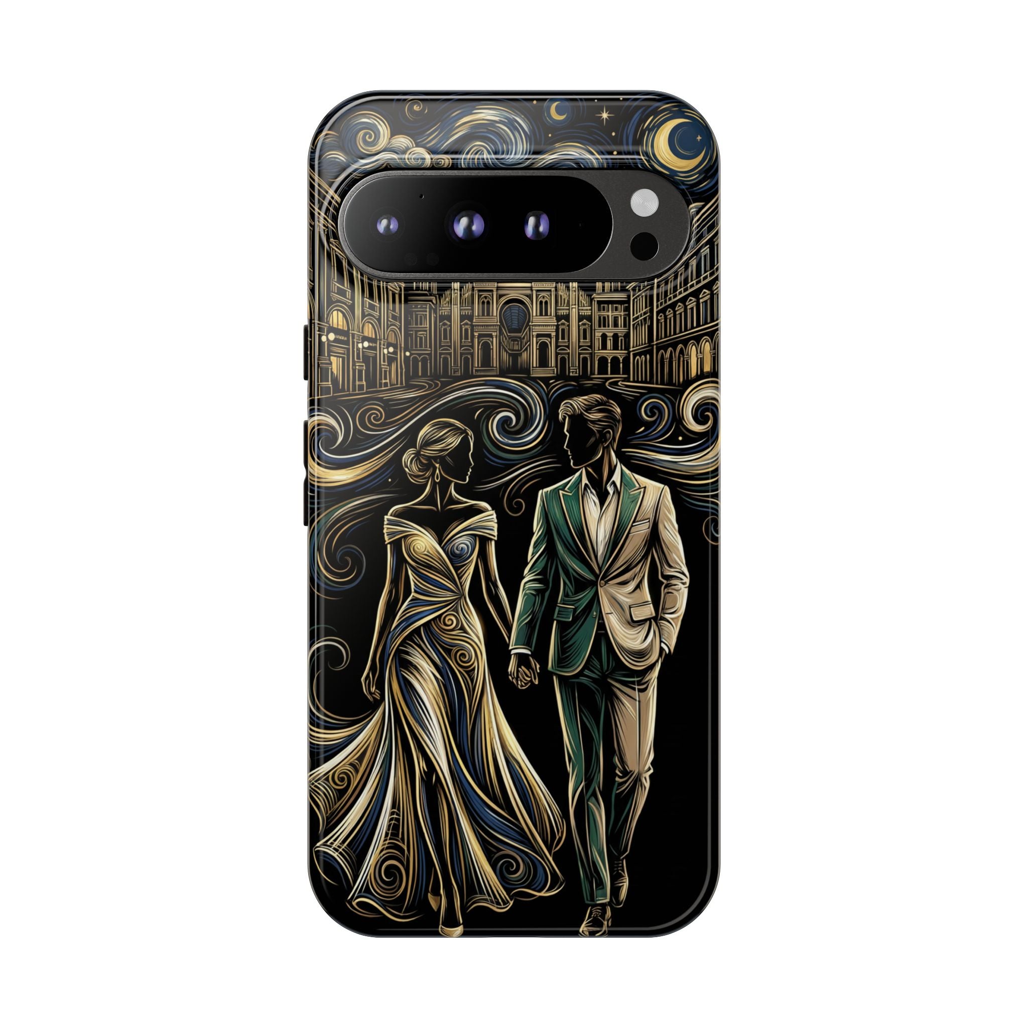 Romantic Night Walk Google Pixel Phone Case | Elegant Couple Art