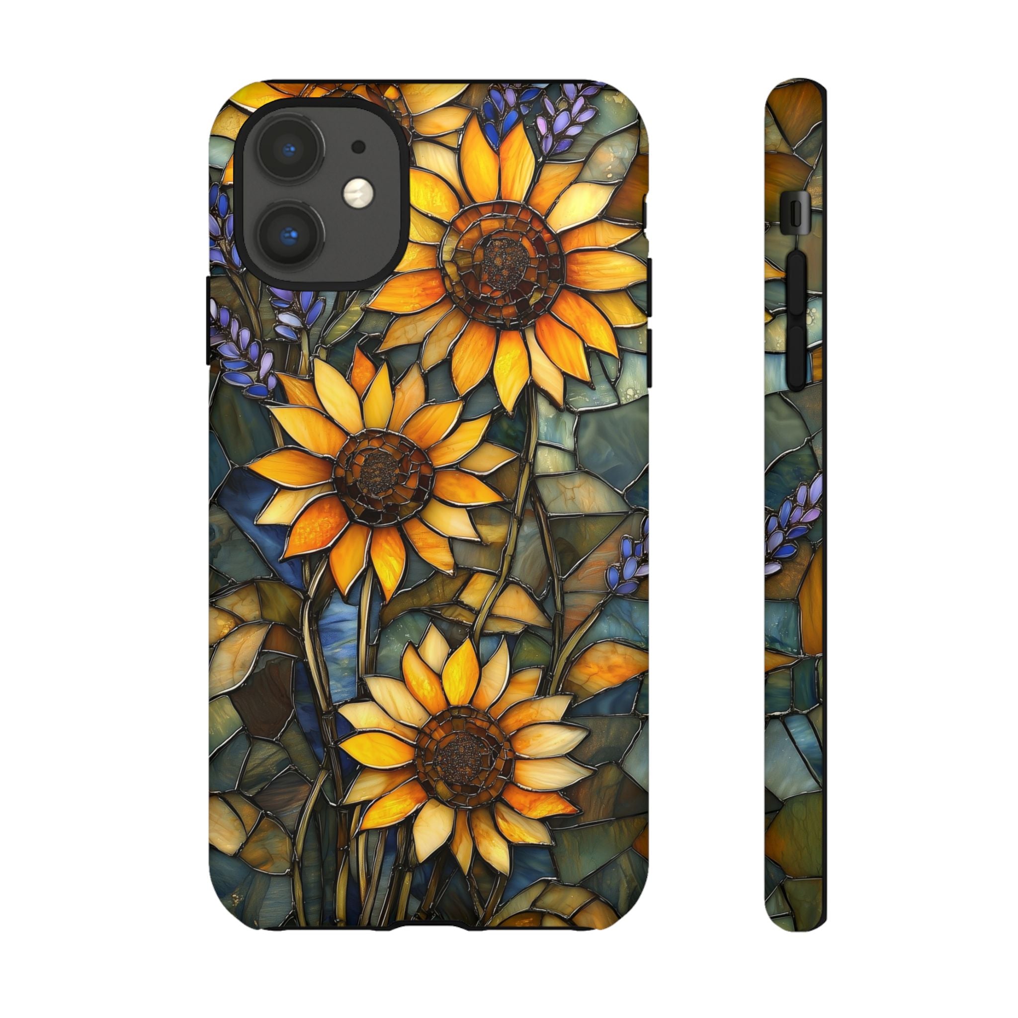 Sunflower Stained Glass Tough iPhone Case | Floral Protective Cover