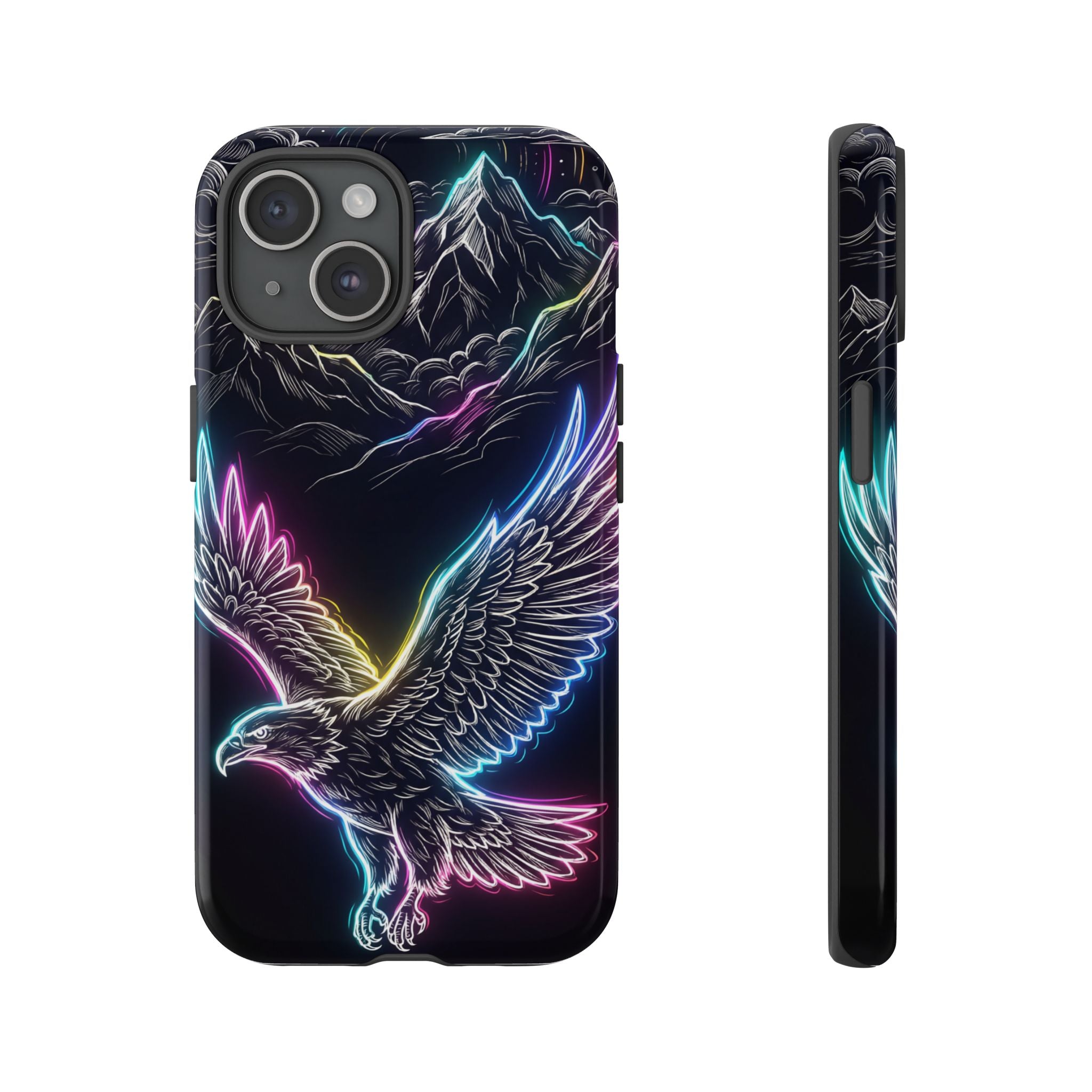 Neon Eagle iPhone Case with Mountain Design