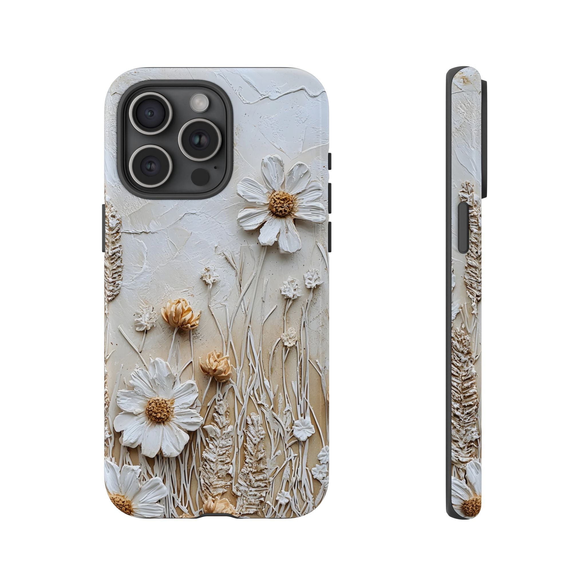 Textured Daisy Art Floral Relief iPhone Case