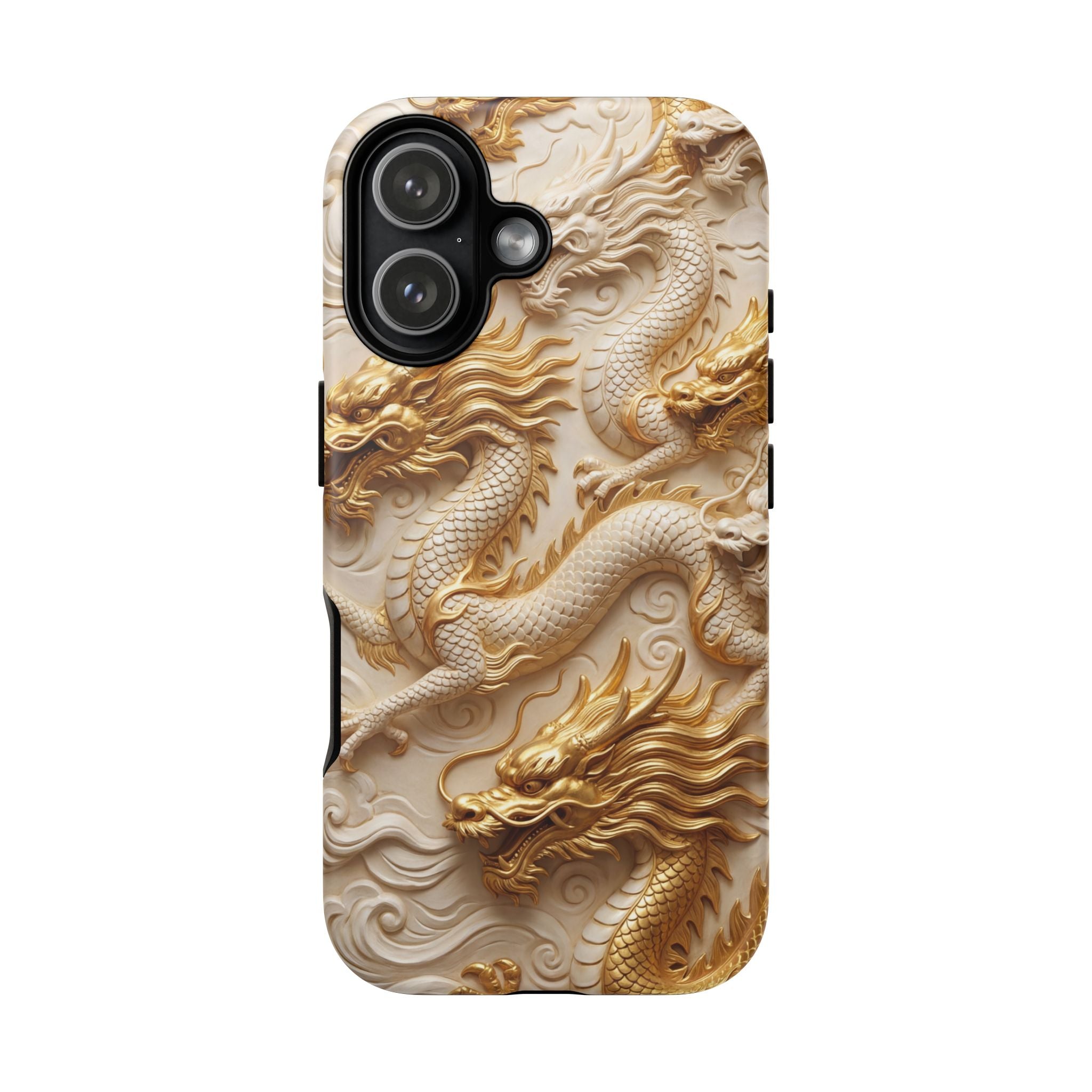 Dragon Relief iPhone Case — Gold Carved Dragon Protective Cover