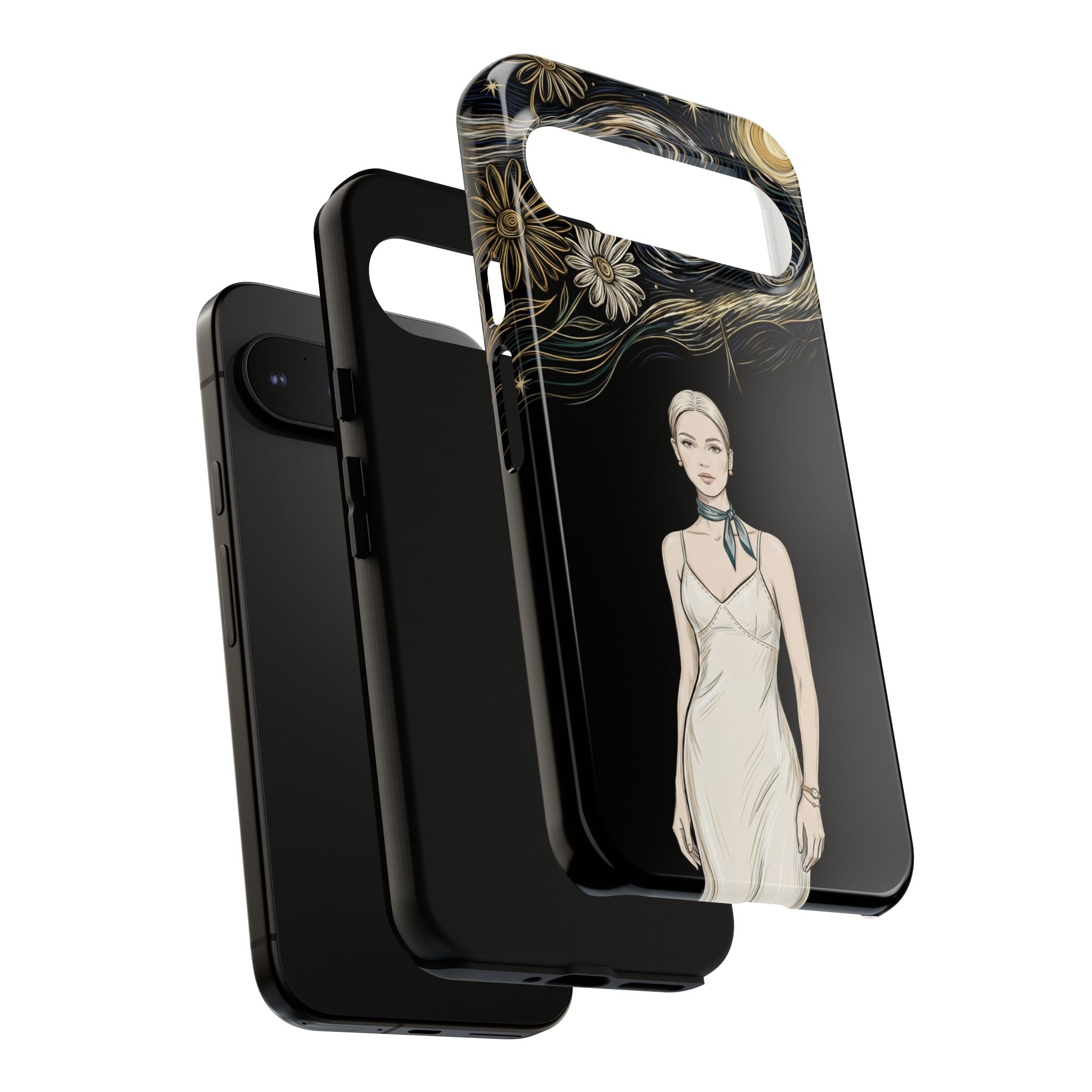 Starry Night Fashion Google Pixel Phone Case | Elegant Woman Illustration