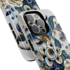 Floral Quilled Art iPhone Case — Blue & Cream Decorative Protection