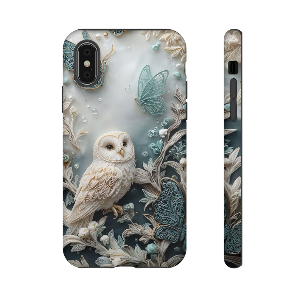 Barn Owl & Butterflies Tough iPhone Case