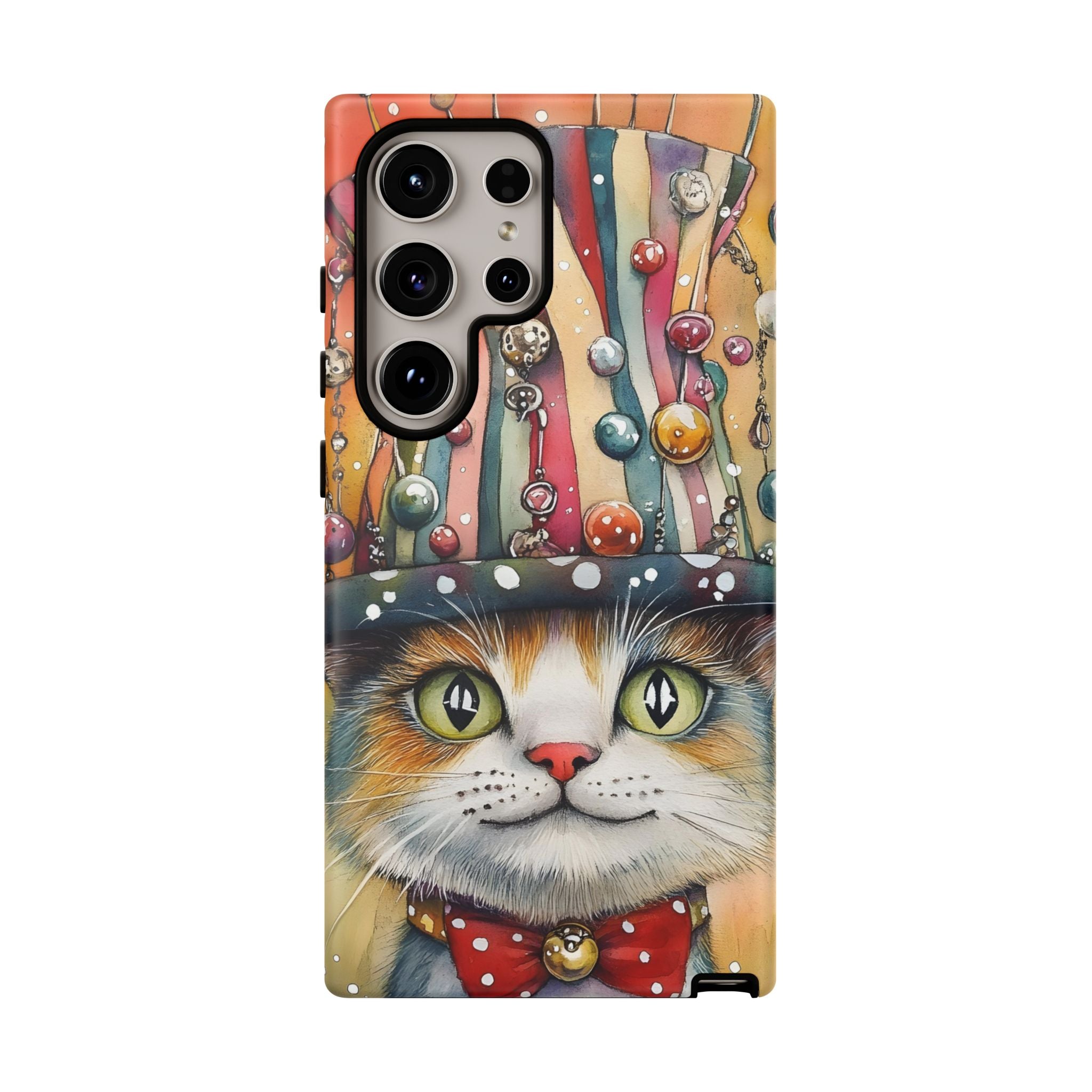 Cat in Colourful Top Hat Samsung Galaxy Case — Whimsical Cat Art iPhone Case