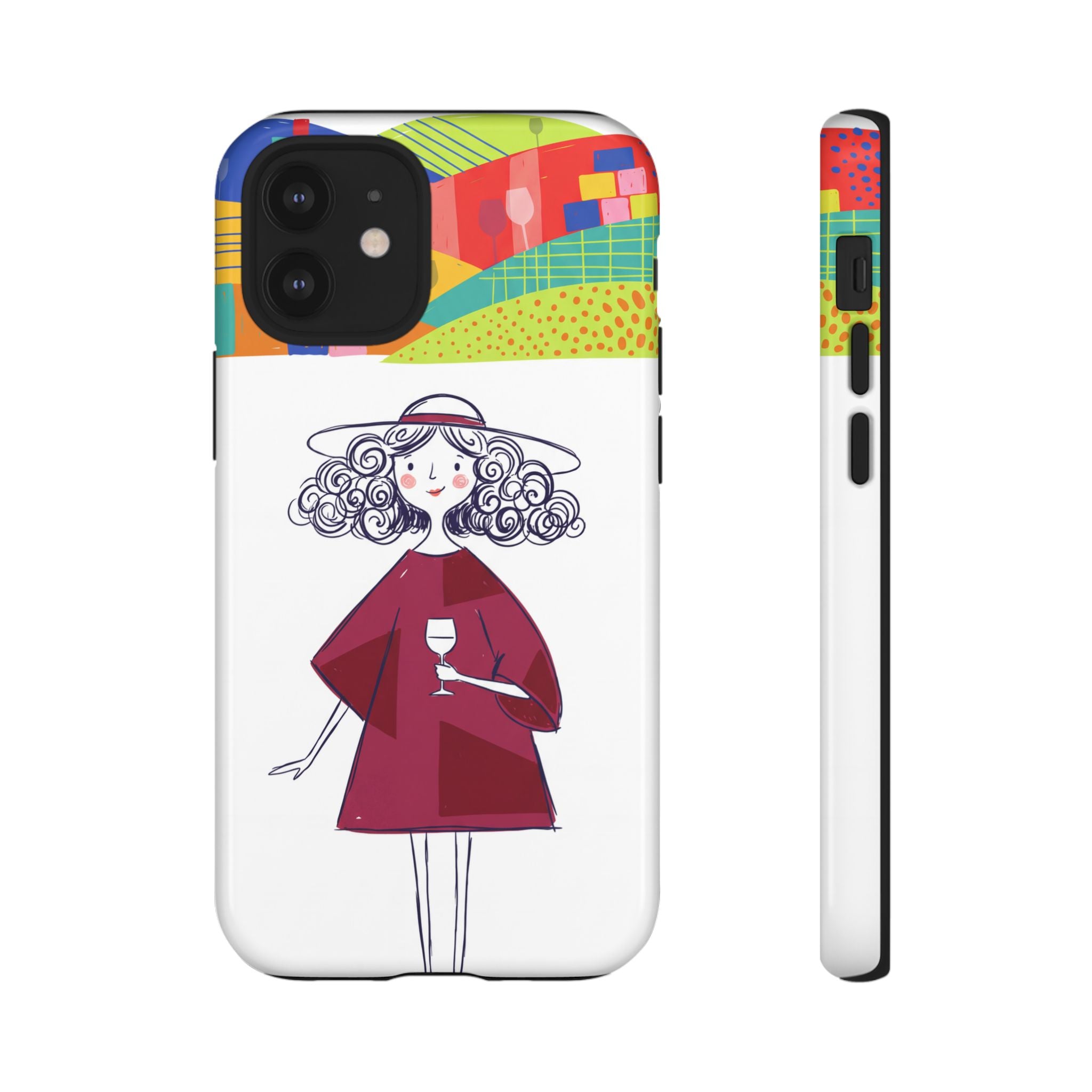 Colourful Artistic Wine Lady iPhone Case