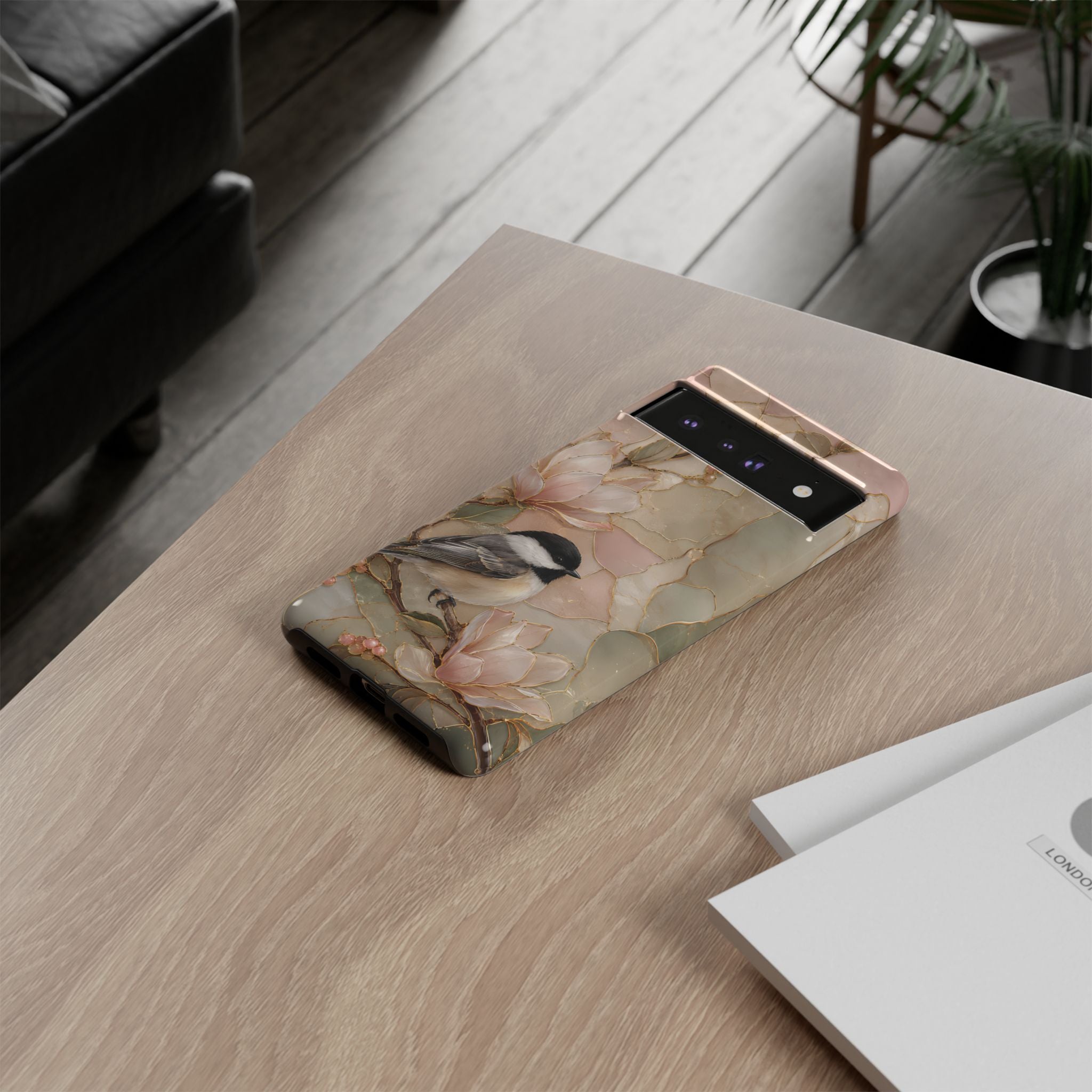 Chickadee Google Pixel Phone Case | Magnolia Flower Phone Case