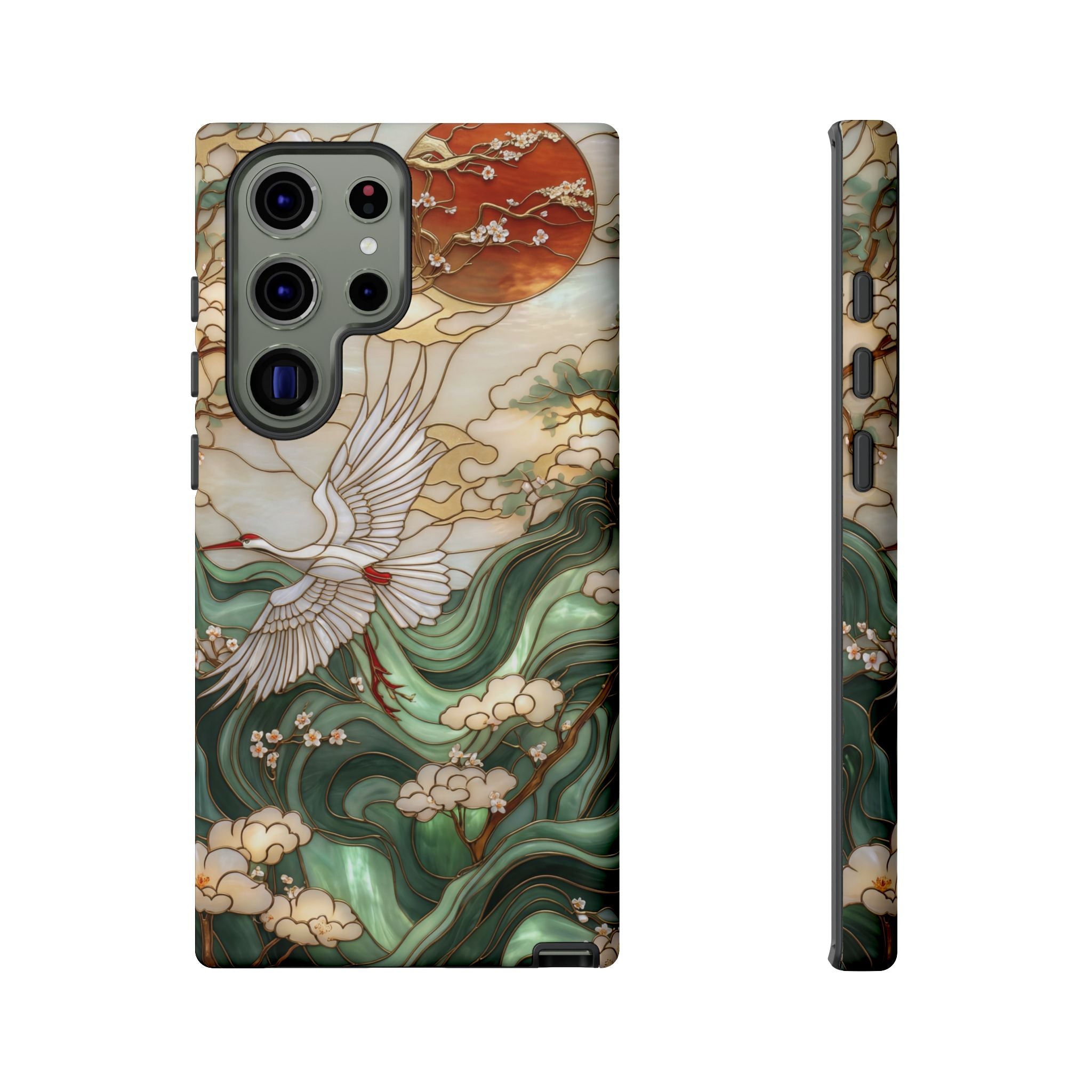 Cranes & Waves Protective Samsung Galaxy Case | Japanese-Inspired Art Phone Cover
