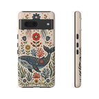 Floral Whale Google Pixel Phone Case | Boho Marine Pattern Tough Case