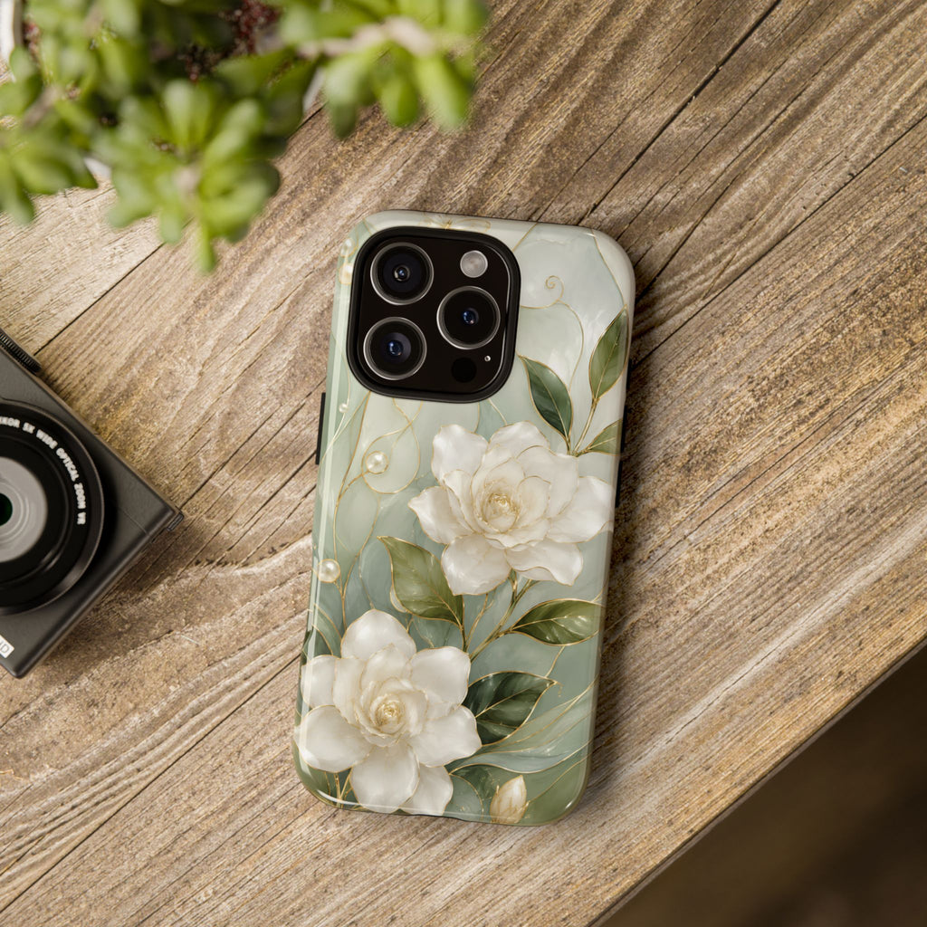 White Floral iPhone Case | Sage Green Botanical iPhone Case